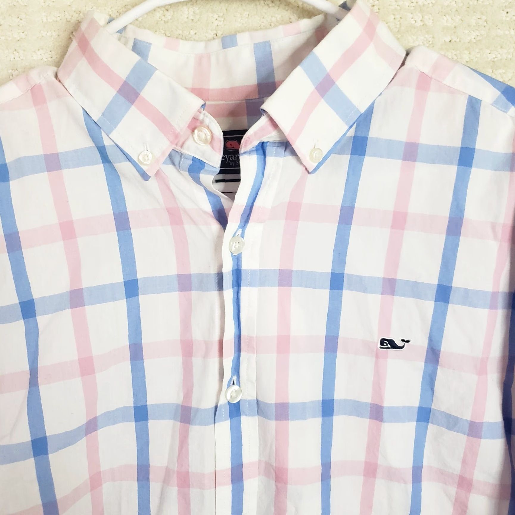 Vineyard Vines Vineyard Vines Shirt LS Men L Pink Blue White Plaid Button-Down Embroidered Whale Logo Classic Casual Dress Workwear Sweater? Size US L / EU 52-54 / 3 - 3 Thumbnail
