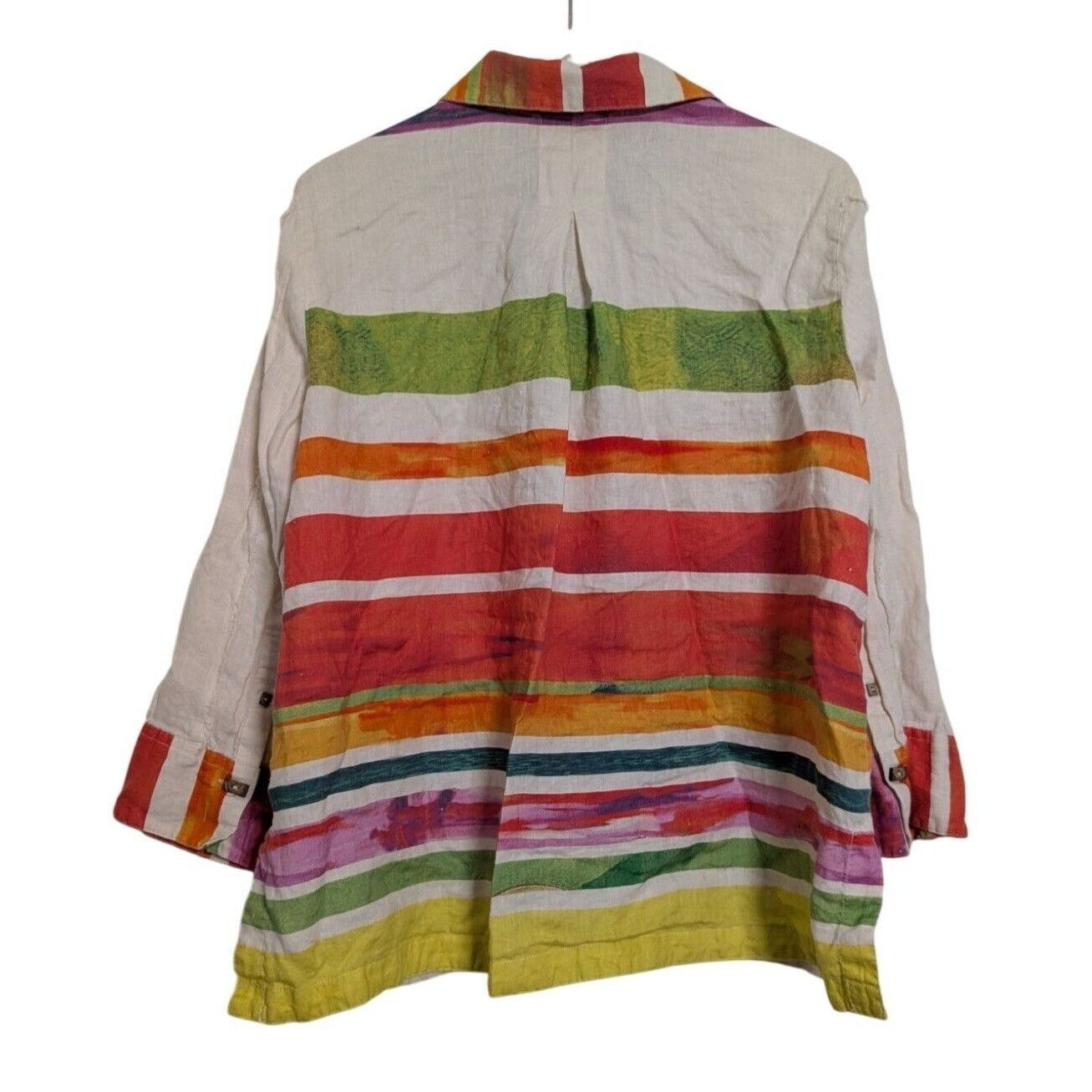 Designer John Mark 100% Linen Stripe Shirt Womens Size 0X White Color Size L / US 10 / IT 46 - 10 Thumbnail