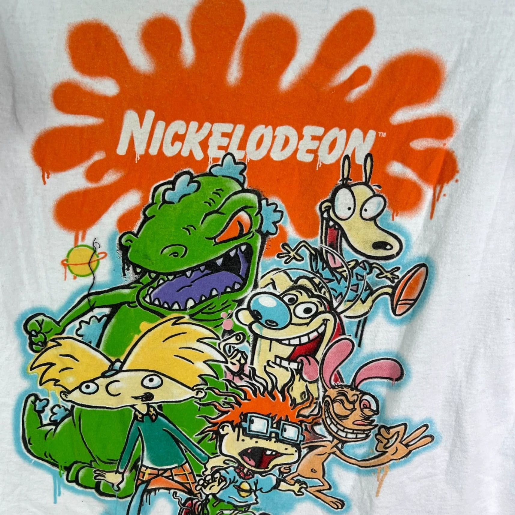 Nickelodeon Nickelodeon Shirt Adult L White Graphic Print T-Shirt Short Sleeve Crew Neck Unisex 100% Cotton Rugrats SpongeBob Ninja Tommy 2020s Size US L / EU 52-54 / 3 - 2 Thumbnail
