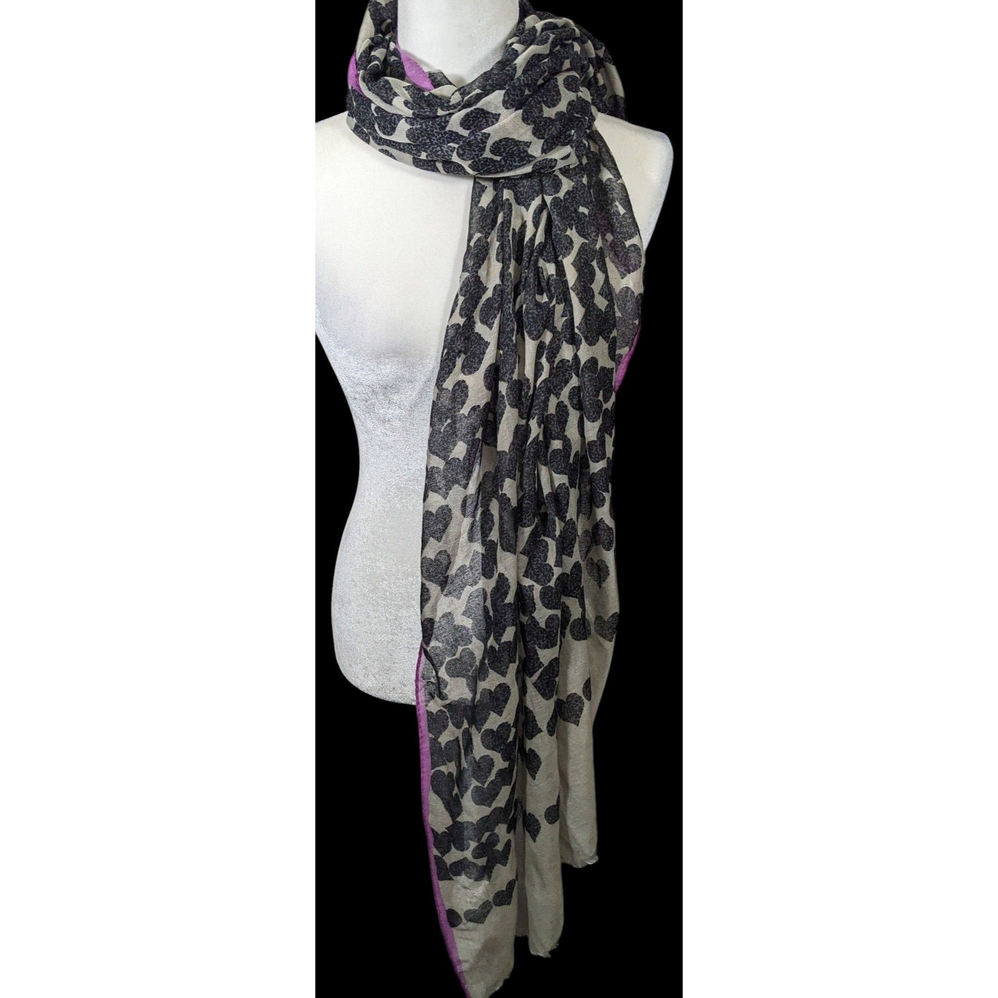 Other Olive & Cocoa Faded Hearts Black And Grey Scarf Size ONE SIZE - 1 Thumbnail