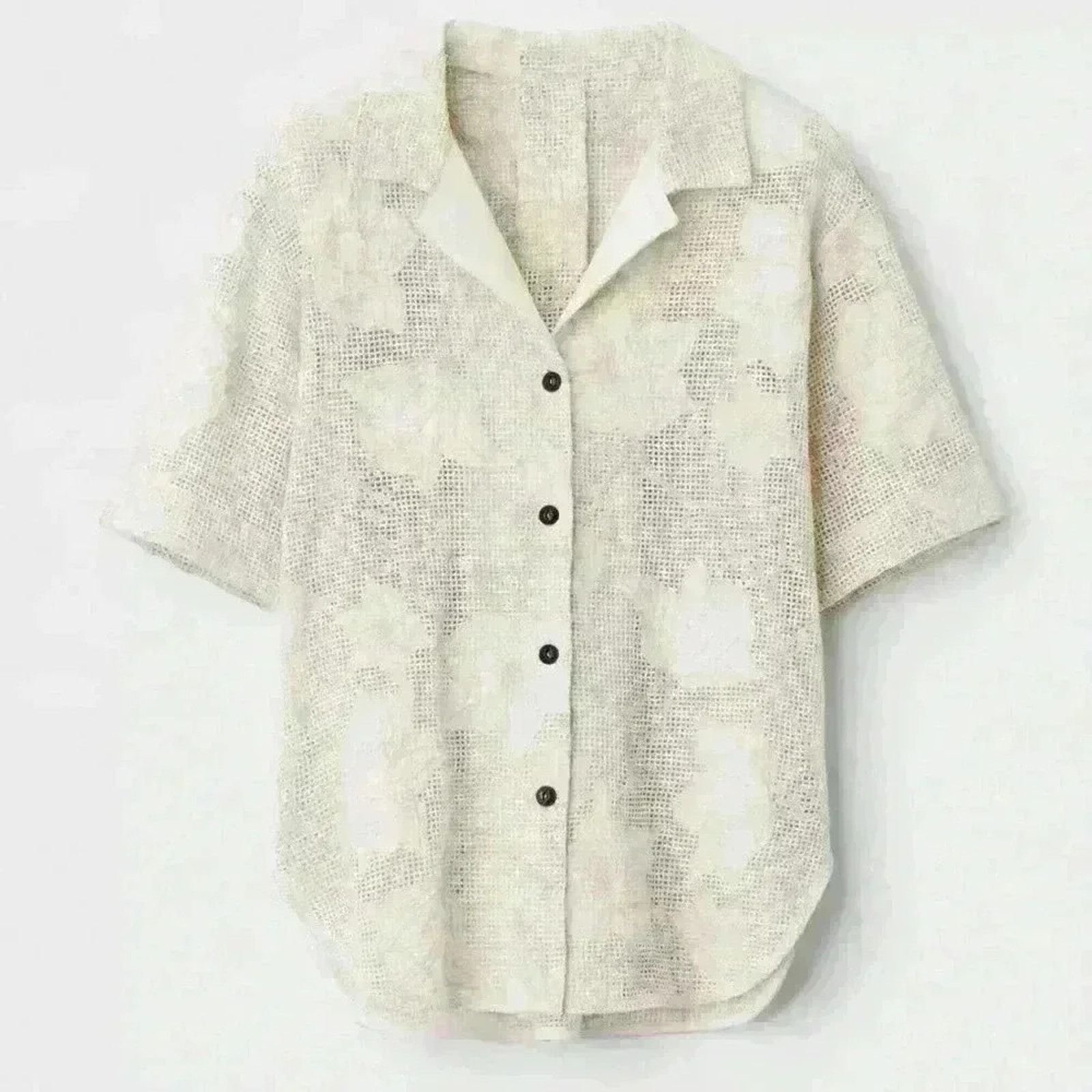 Rag & Bone RAG & BONE Mare Mesh Shirt Classic Fit Top Light Dove XXS Size XXS / US 00 / IT 34 - 1 Thumbnail