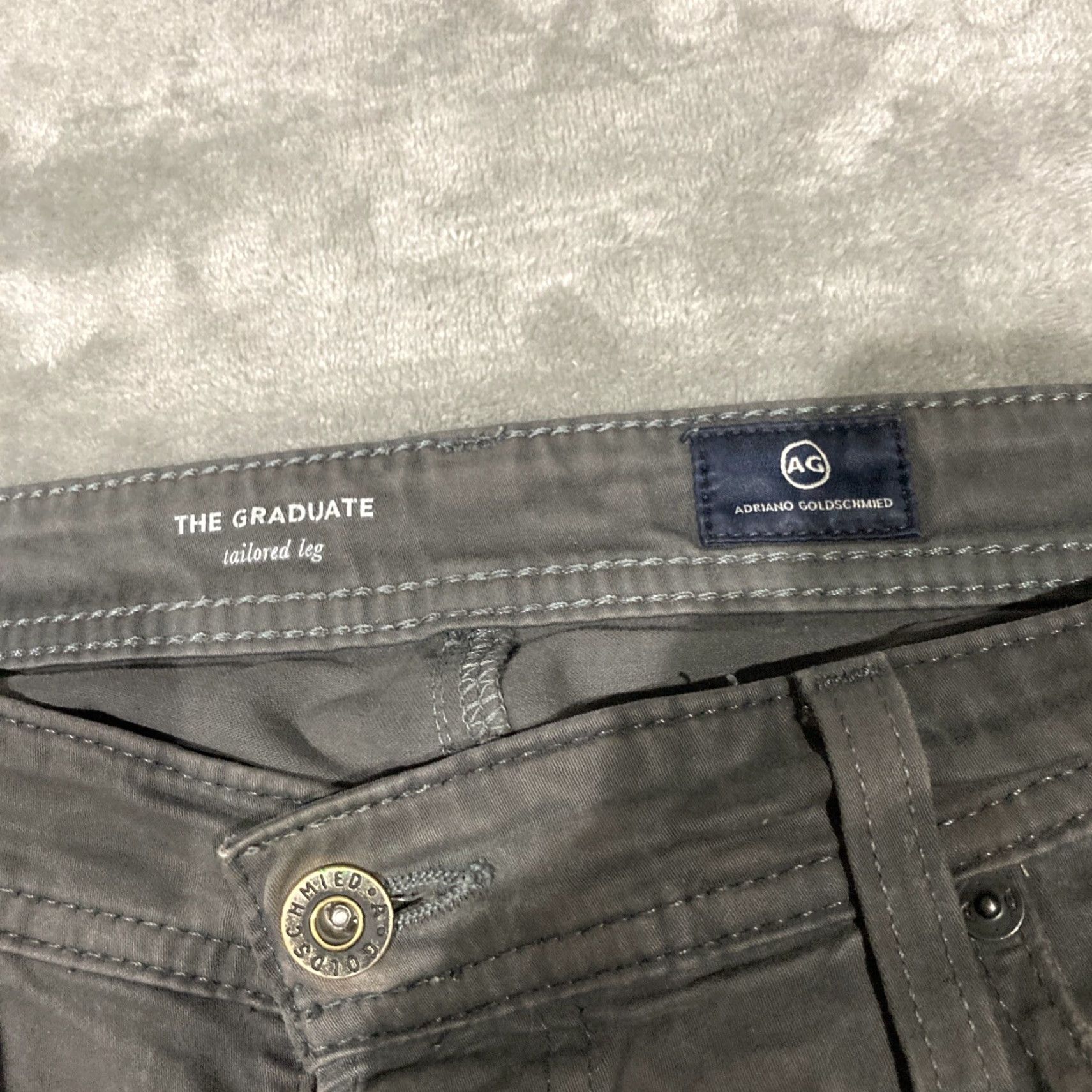Vintage AG Adriano Goldschmied Pants Gray The Graduate Tailored Leg Stretch Men 34x33 34x34 Straight Khakis Pockets Casual Vintage No Size US 34 / EU 50 - 3 Thumbnail