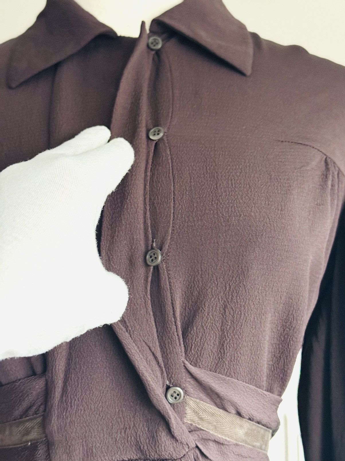 Prada Vintage Fall 2001 Chocolate brown Prada wrap blouse sz 40 Size S / US 4 / IT 40 - 9 Thumbnail