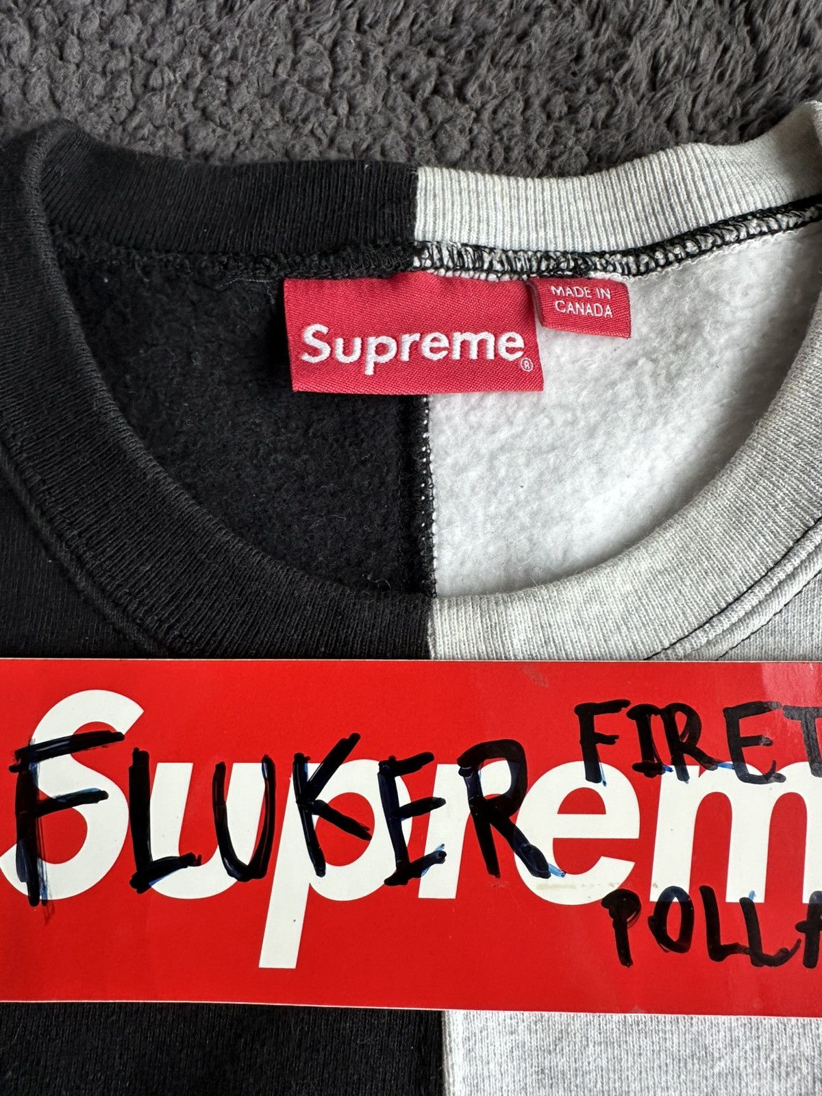 Supreme Supreme Split Two Tone Crewneck Sweatshirt size L Size US L / EU 52-54 / 3 - 3 Thumbnail