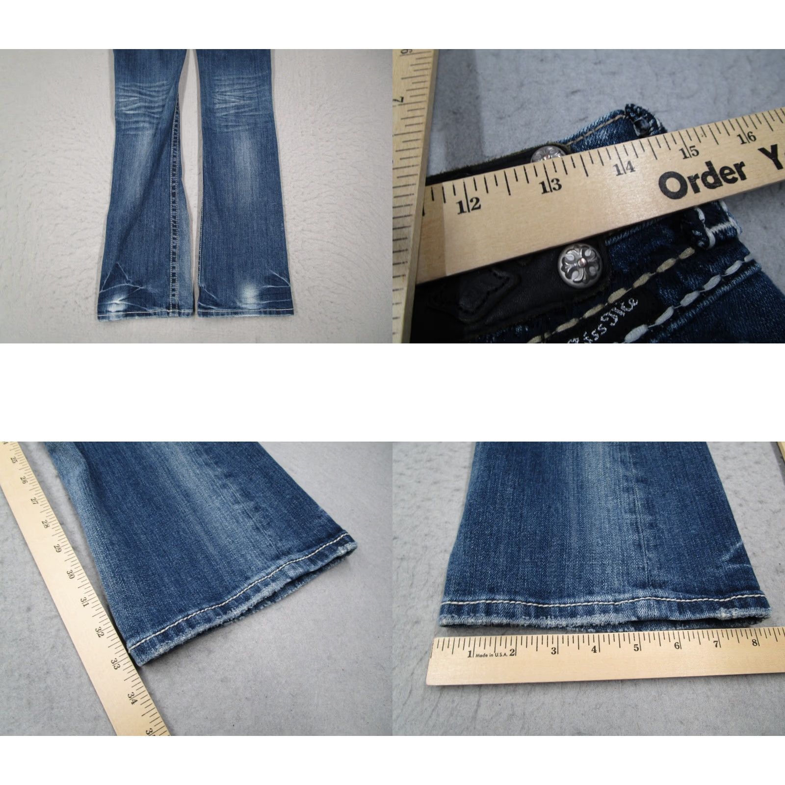 Miss Me Miss Me Jeans Women 28 Blue Low Rise Easy Boot Bedazzled Denim 28x33 JP5117-4 Size 28" / US 6 / IT 42 - 8 Thumbnail