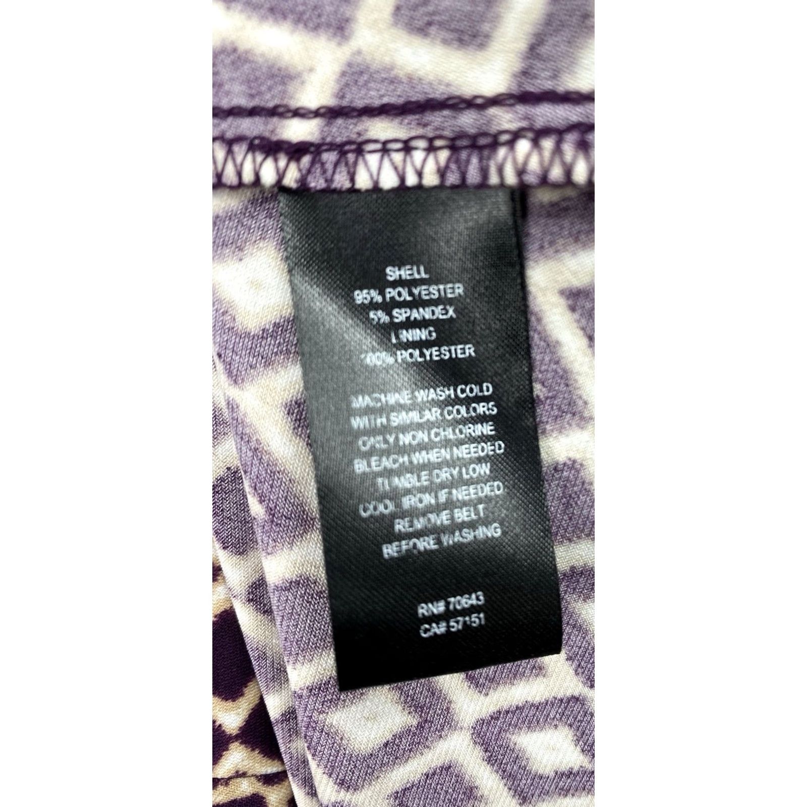 Vintage Jessica Howard Dress 16 Purple Geometric Print Stretch Knit Midi Cap Sleeve Zip Dress Size XXL / US 16-18 / IT 52-54 - 4 Thumbnail