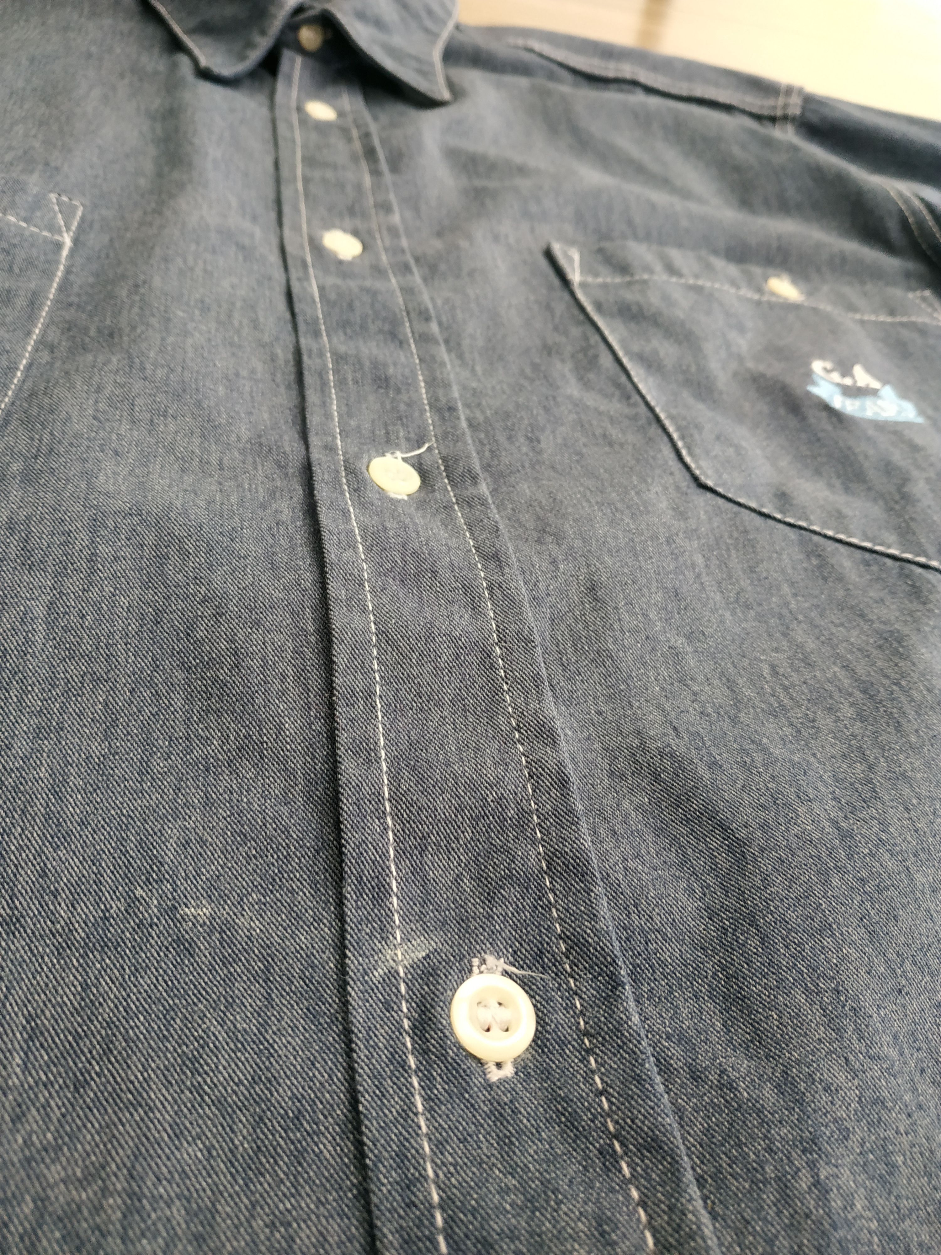 Giorgio Armani Armani Men's Vintage 80's Denim Button Up Shirt, s. LARGE Size US L / EU 52-54 / 3 - 12 Thumbnail