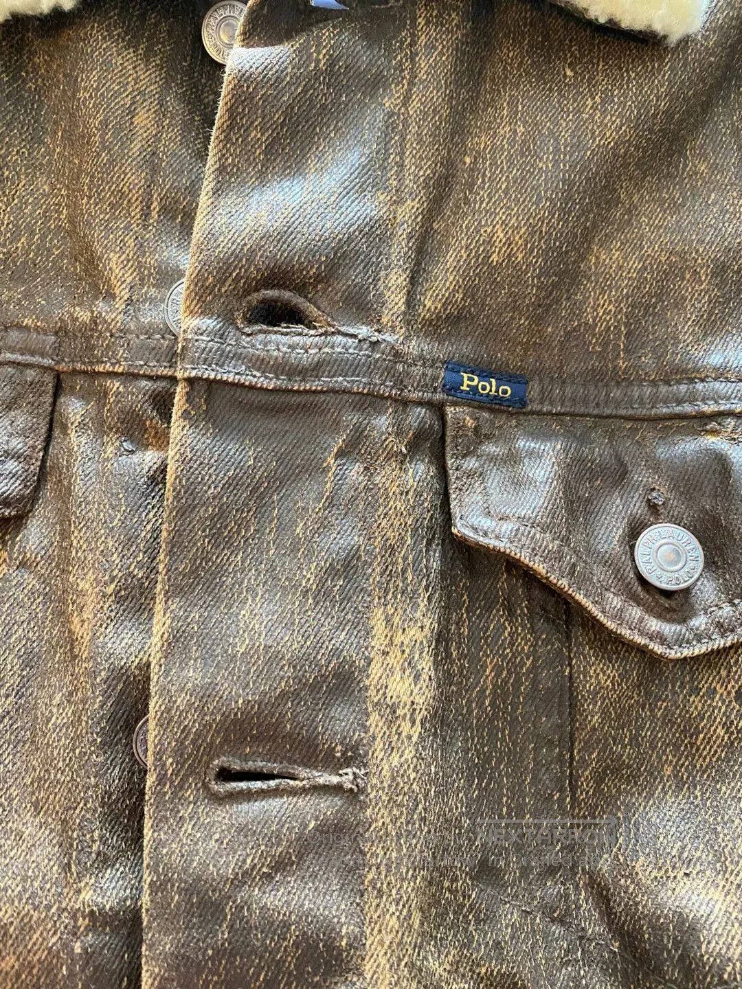 Polo Ralph Lauren brown leather jacket with fur collar. Size US S / EU 44-46 / 1 - 2 Thumbnail