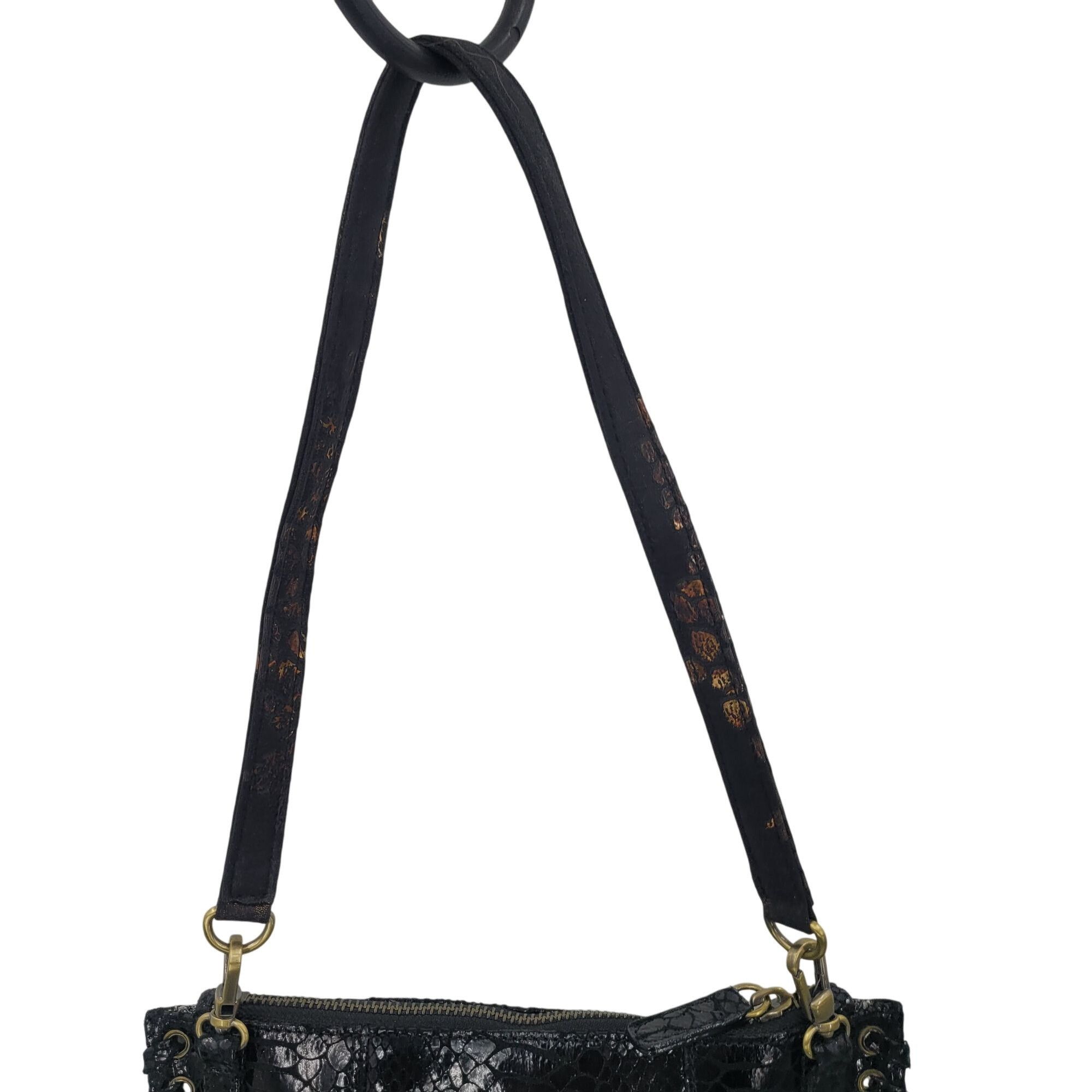 Other Y2K Sharif Black Faux Snake Wristlet Clutch Bag Baguette Gro Size ONE SIZE - 10 Thumbnail