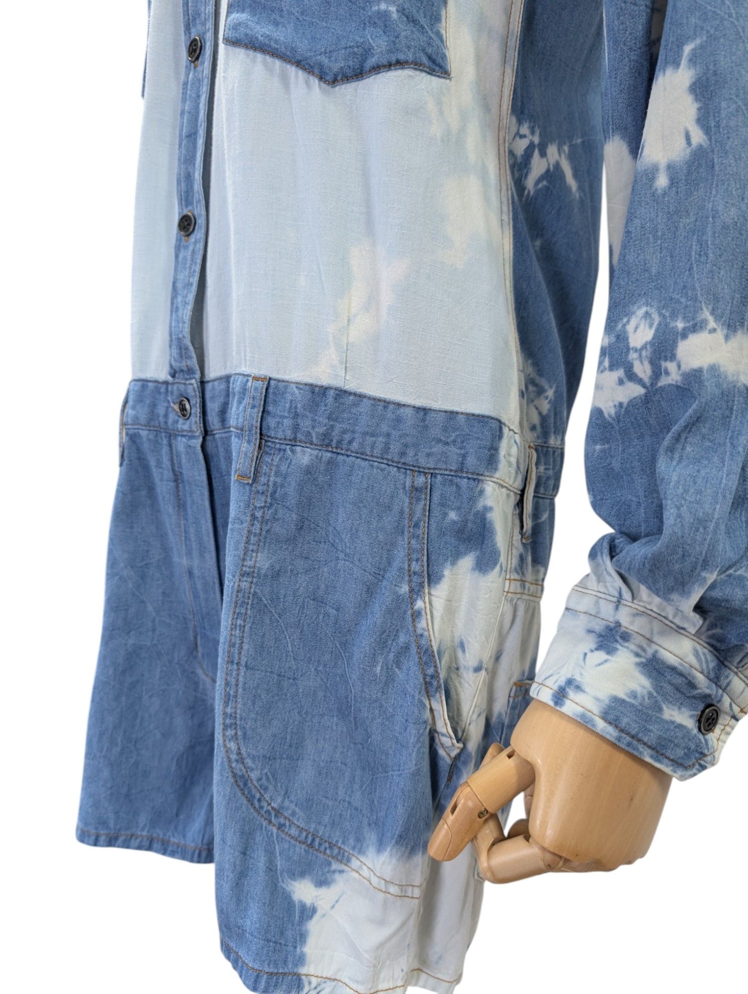 Isabel Marant Denim Tie-Dyed Print Short Jumpsuit Size 26" / US 2 / IT 38 - 6 Thumbnail
