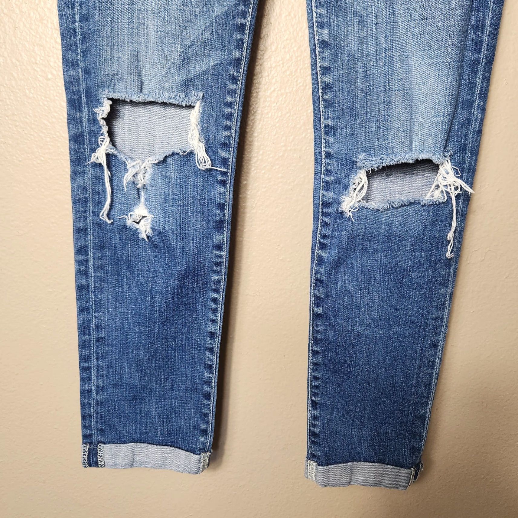 Vintage VINTAGE AG Adriano Goldschmied Stilt Roll-Up Cigarette Distressed Jeans 25 Women Jeans Slim Blue 5-Pocket Design Cigarette Size 42" / US 20 - 3 Thumbnail