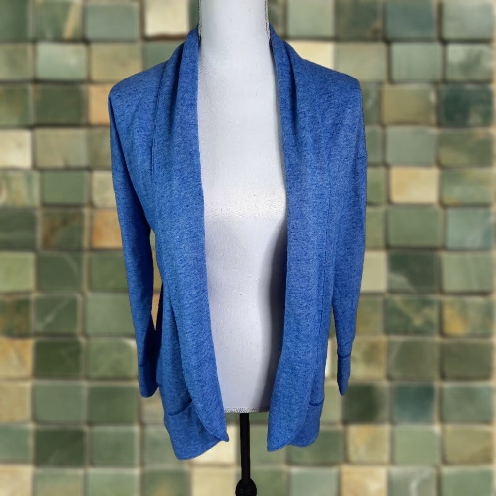 Talbots Talbots Women's Small Heather Blue Fleece Open Cardigan Sweatshirt Sweater Size S / US 4 / IT 40 - 1 Thumbnail