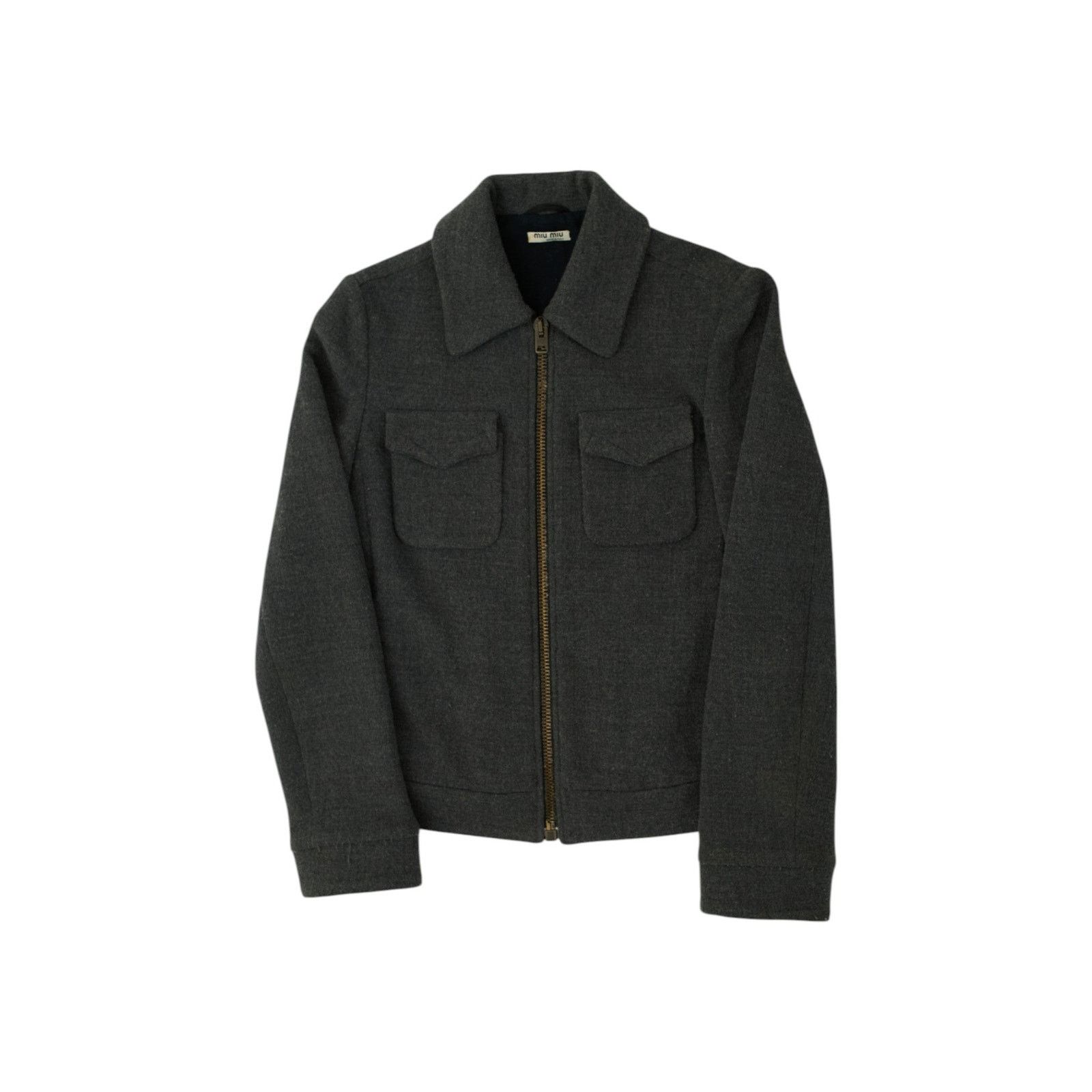 miumiu Woolジャケット Miu Miu Vintage Fleece Wool Gray Blazer Jacket Size 40 | eBay
