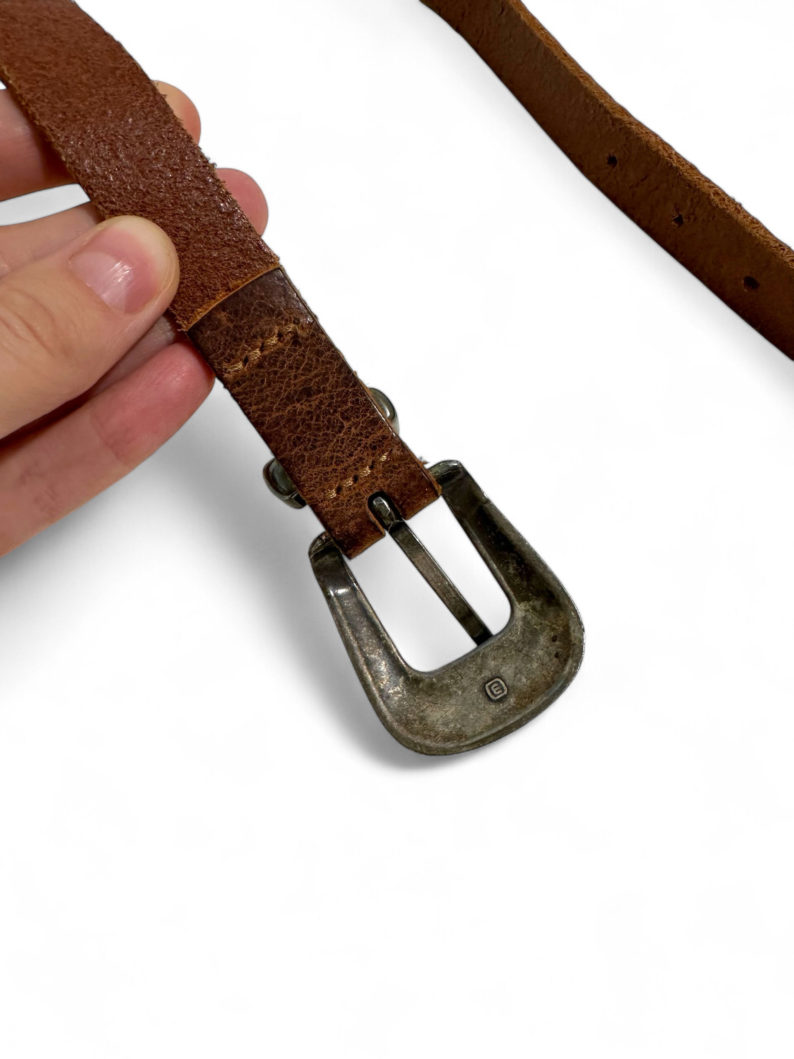 Vintage Vintage Thick Brown Leather Western Style Belt 26 Inch Size ONE SIZE - 6 Thumbnail