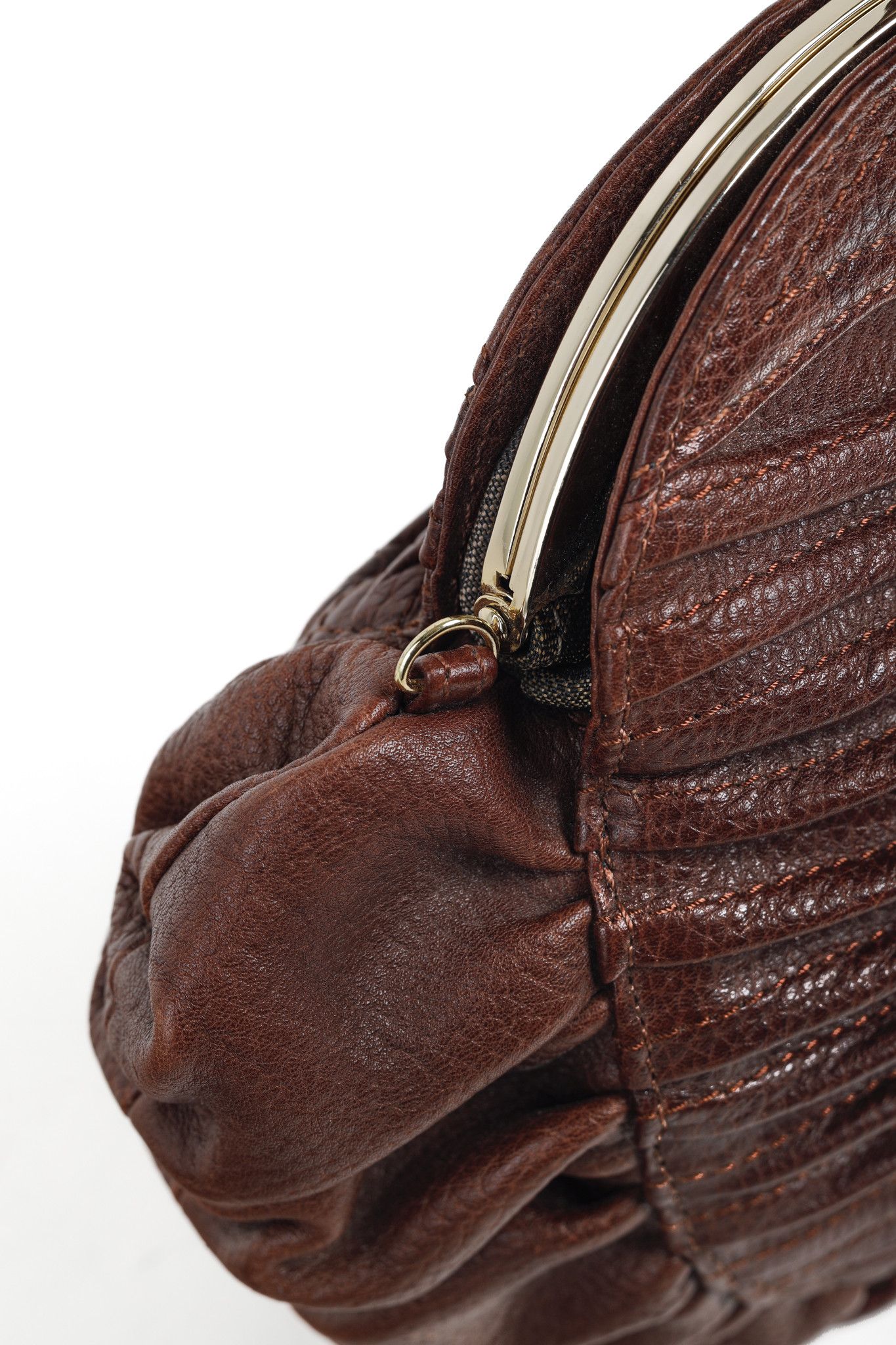 Fendi Fendi Spy SS2005 Runway Brown Leather Pleated Clutch Size ONE SIZE - 9 Thumbnail
