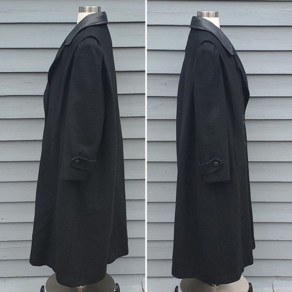 Vintage Vintage 80s Retro Preppy Acadamia Black Wool Blend Leather T Size XXL / US 16-18 / IT 52-54 - 2 Thumbnail