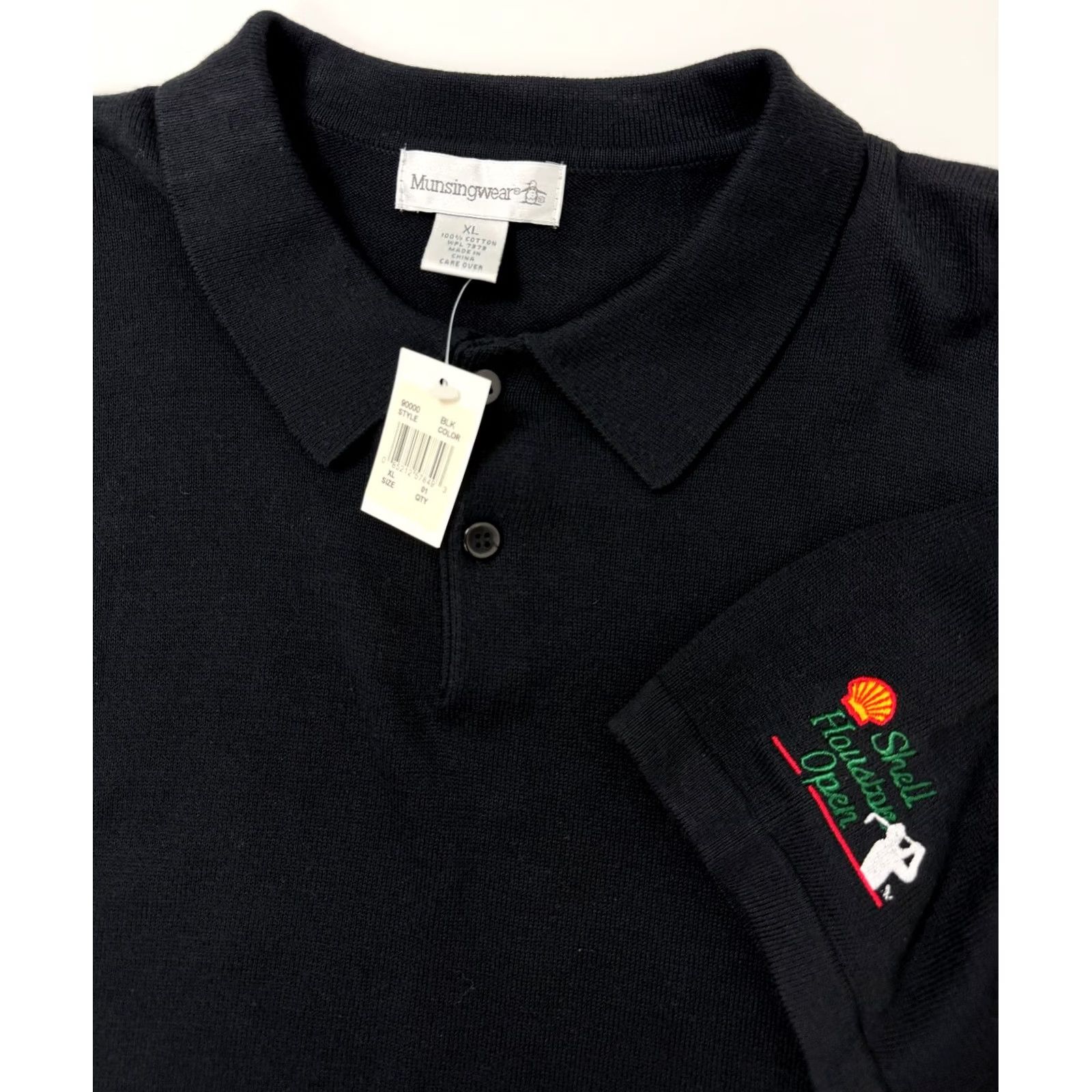 Vintage VINTAGE Munsingwear Polo Shirt Men XL Black Knit Embroidered Golf Cotton Polo Shirt XL Men Black Vintage Nike Size US XL / EU 56 / 4 - 2 Thumbnail