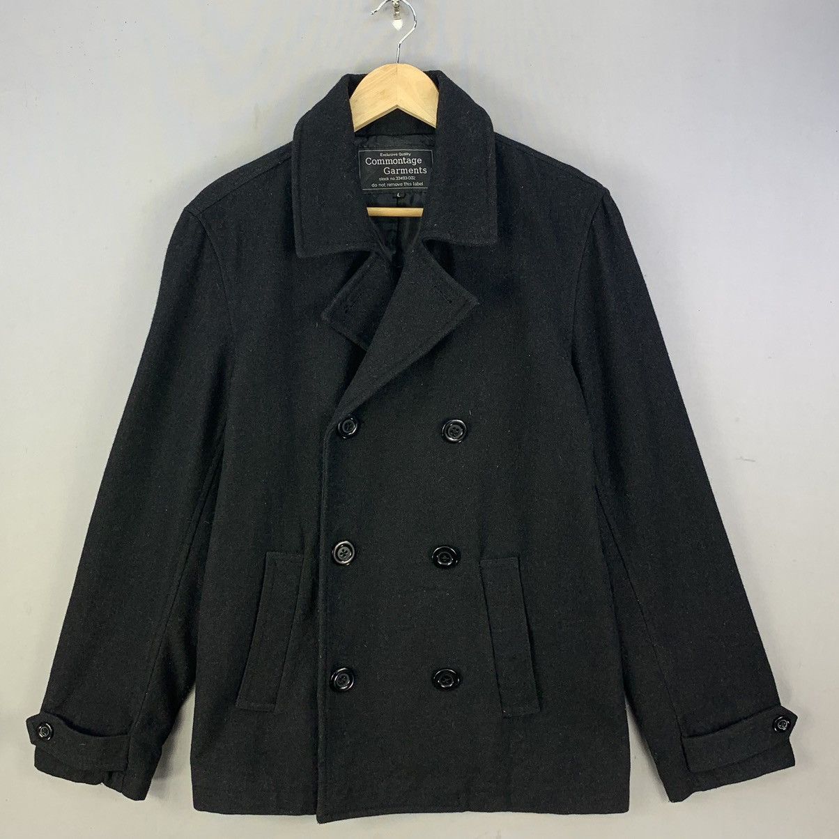 Japanese Brand Vintage Commontage Double Breasted Peacoat Wool Blend Jacket Size US L / EU 52-54 / 3 - 1 Thumbnail