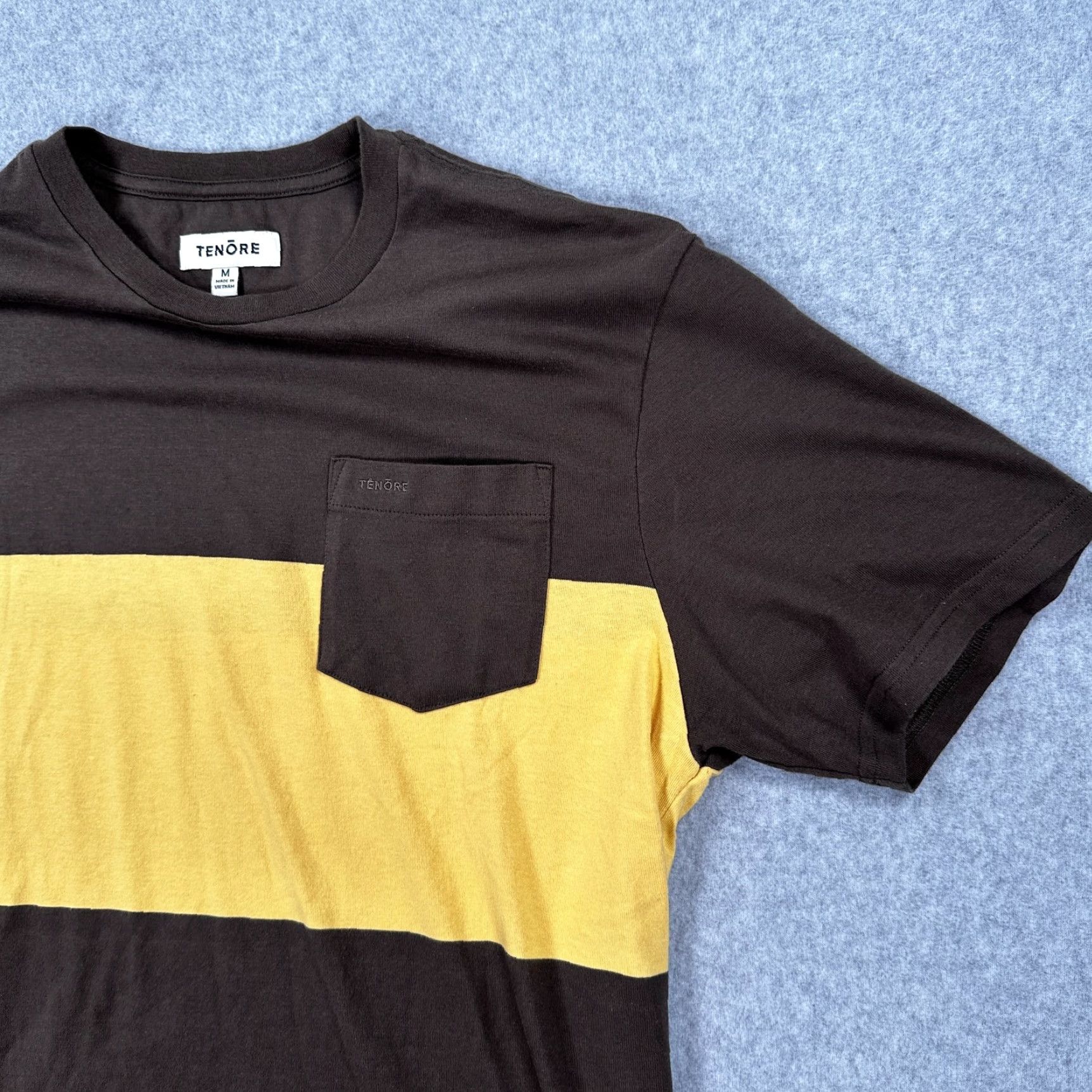 Vintage Tenore Shirt Mens M Brown Yellow Stripe Pocket Crewneck Short Sleeve Tee Size US M / EU 48-50 / 2 - 4 Thumbnail