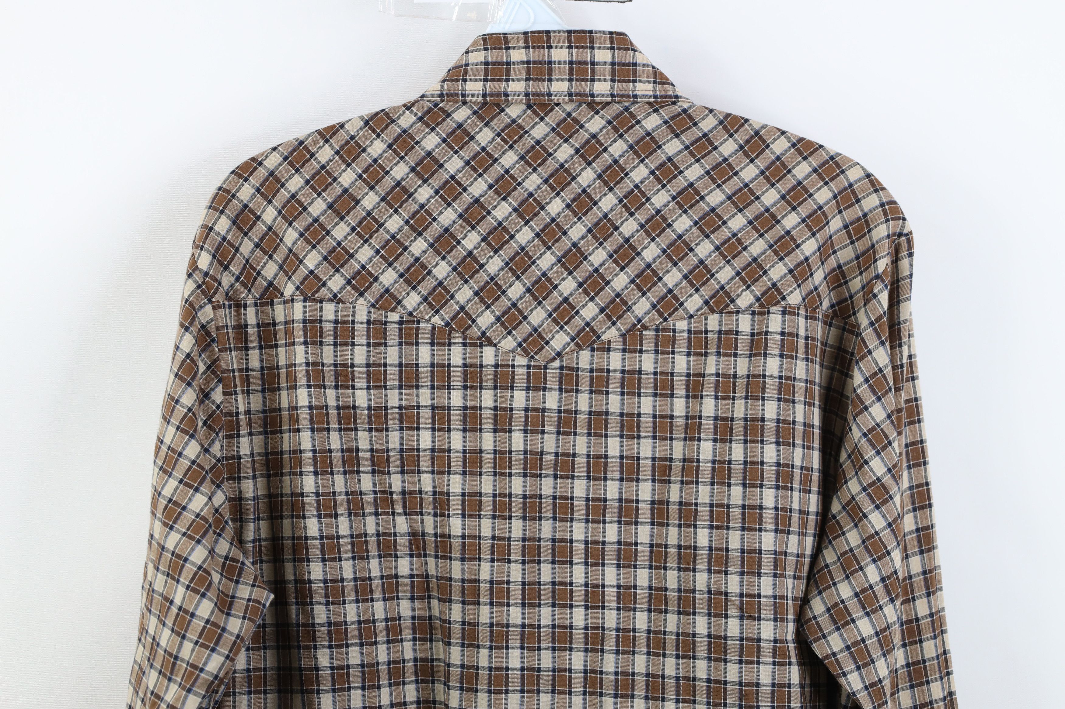 Vintage Vintage 70s Streetwear Cowboy Rodeo Button Shirt Brown Plaid Size US M / EU 48-50 / 2 - 9 Thumbnail