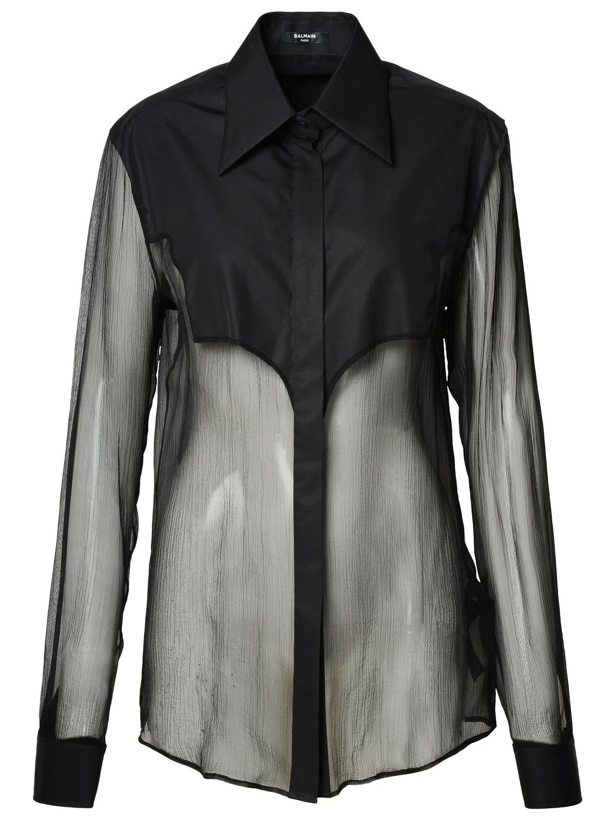 Balmain o1y0625 Silk Shirt in Black/Gray Size S / US 4 / IT 40 - 1 Thumbnail