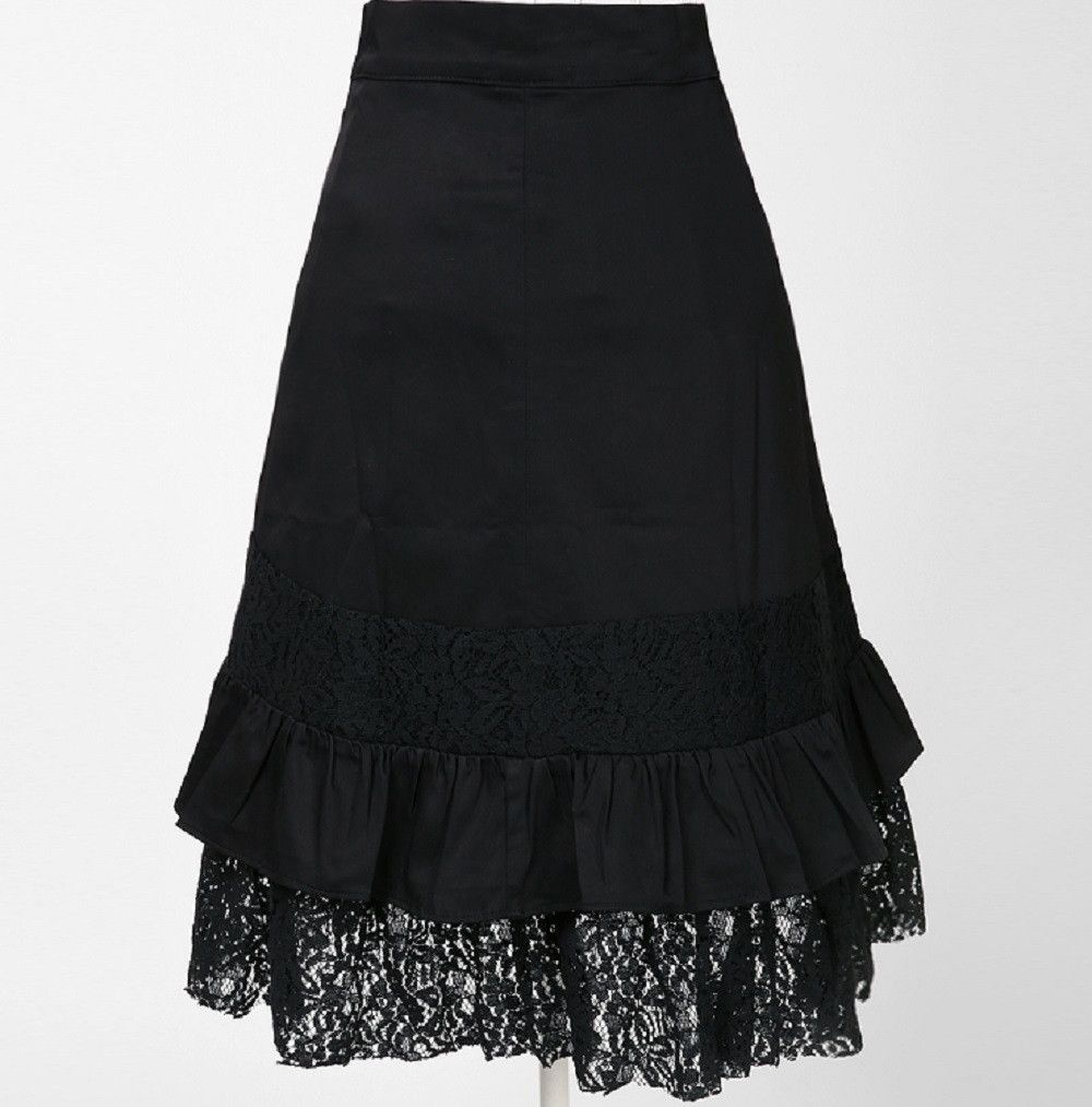 Other Black Cotton Lace A Line Midi Skirt Size 30" / US 8 / IT 44 - 2 Thumbnail