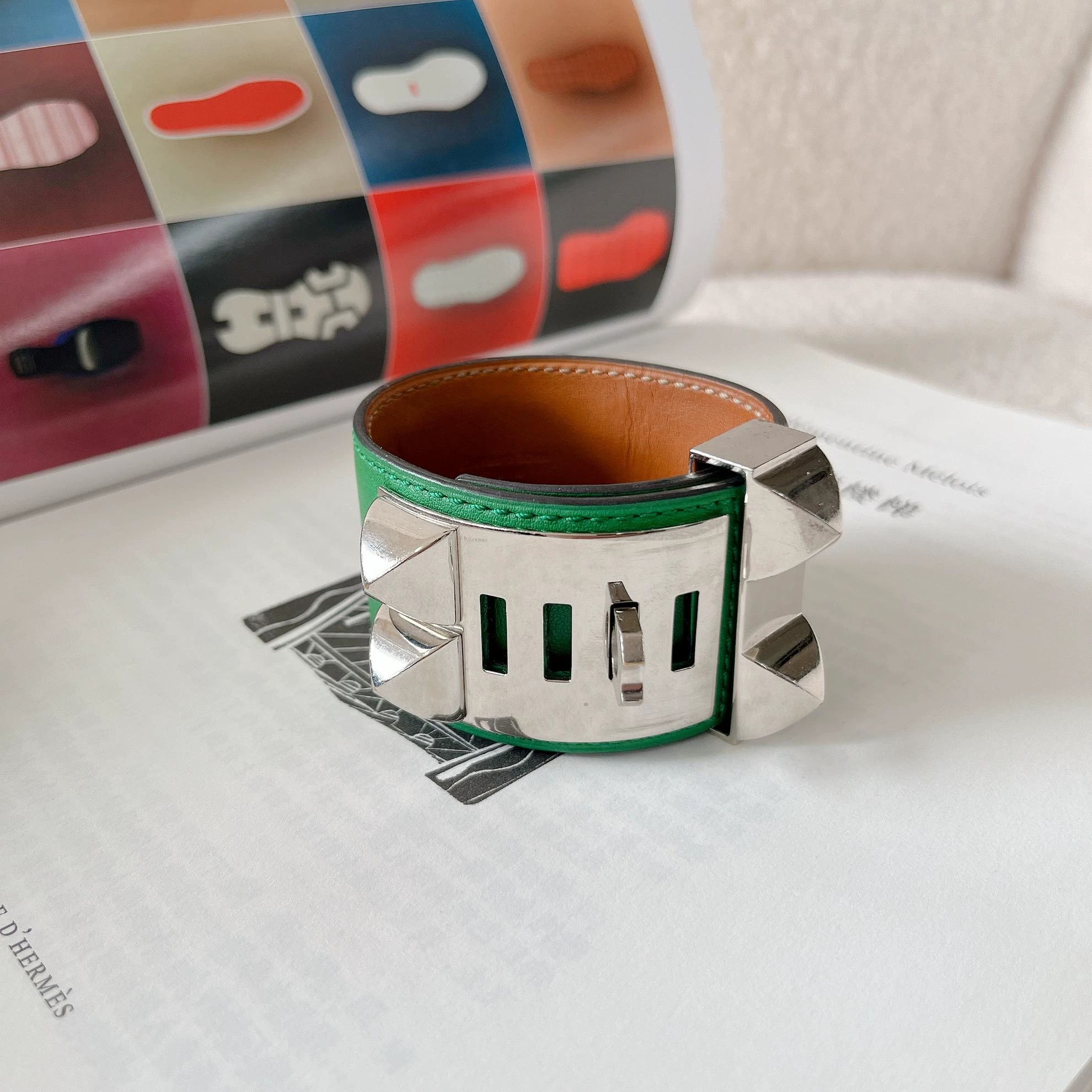 Hermes Hermes Collier de Chien Green Bracelet 4815 Size ONE SIZE - 1 Thumbnail