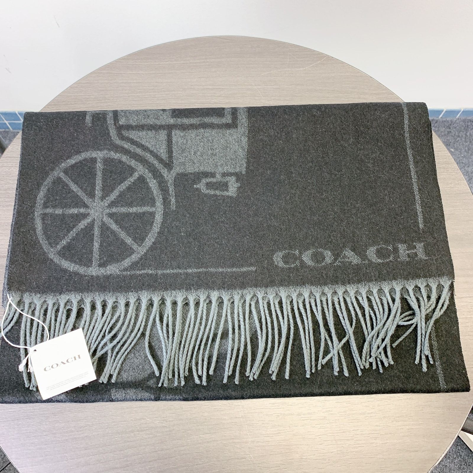 Coach Coach CU808 Horse Carriage Print Oversized Muffler IN Black Size ONE SIZE - 3 Thumbnail