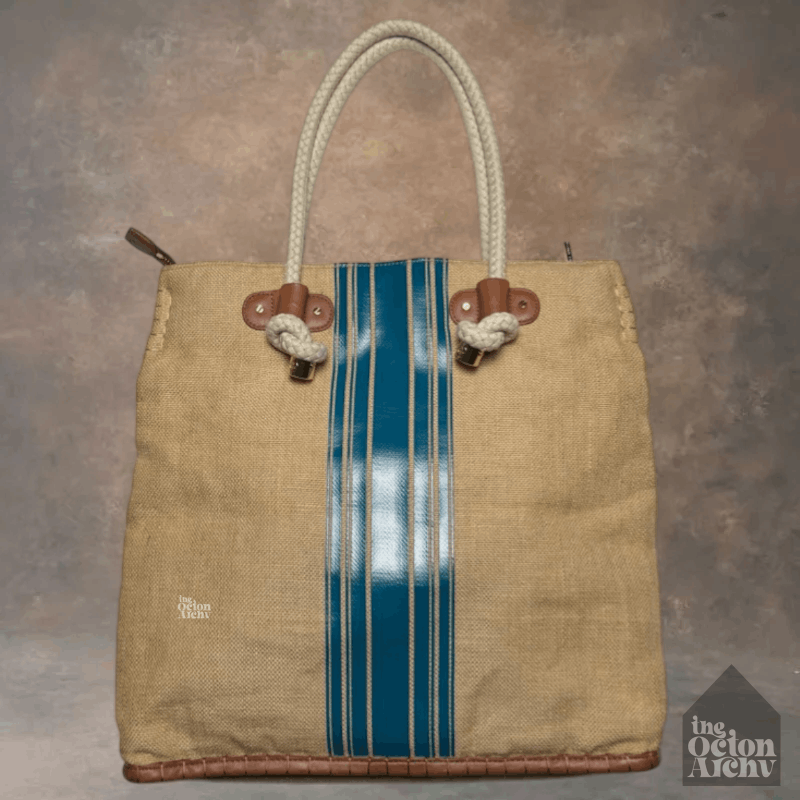 Tory Burch Tory Burch Burlap Striped Shopper Tote Bag Size ONE SIZE - 2 Thumbnail