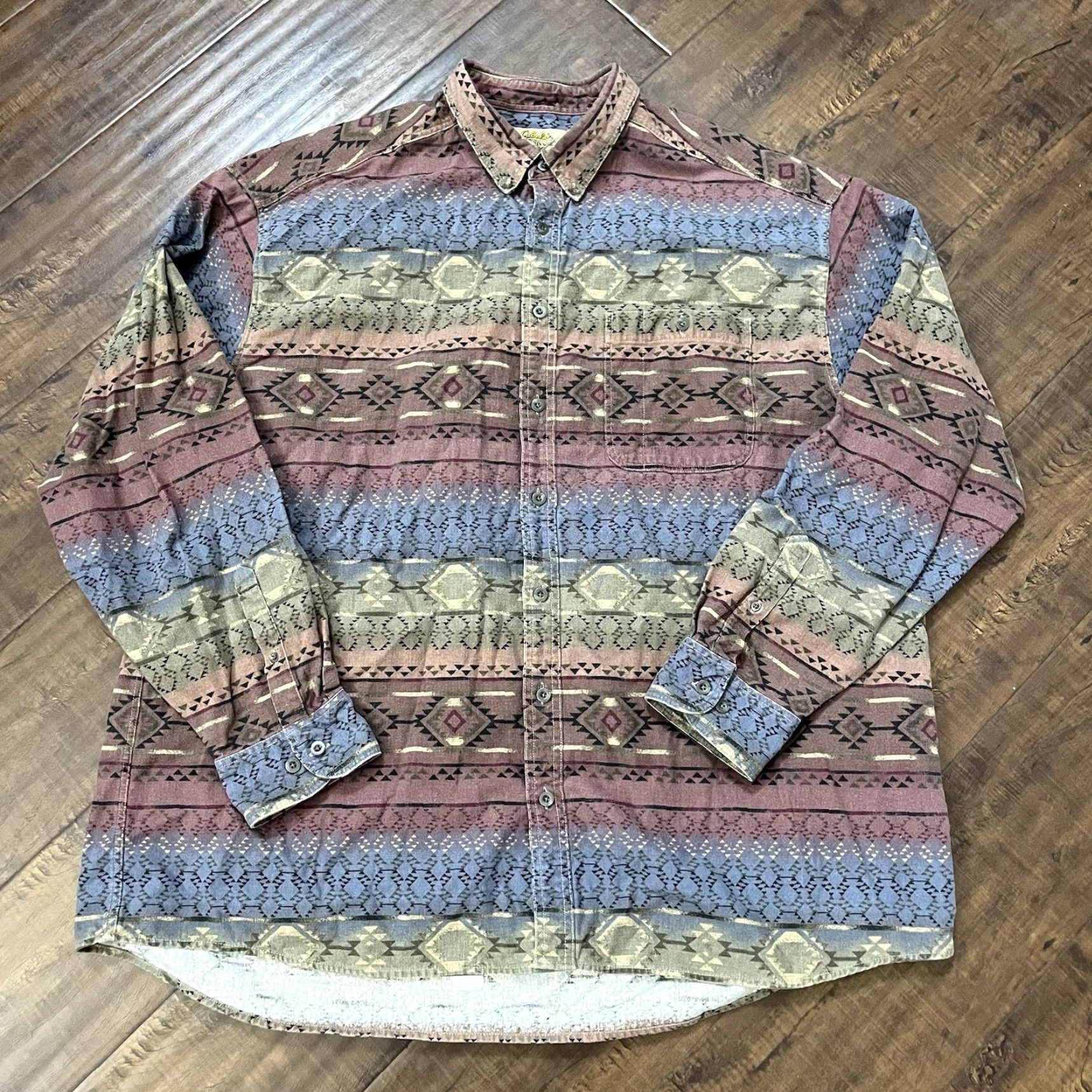 Vintage VINTAGE Cabela's Western Shirt Men 3XL Cotton Blend Aztec Chamois Button-Up Long Sleeve Plaid Cowboy Size US XXL / EU 58 / 5 - 2 Thumbnail