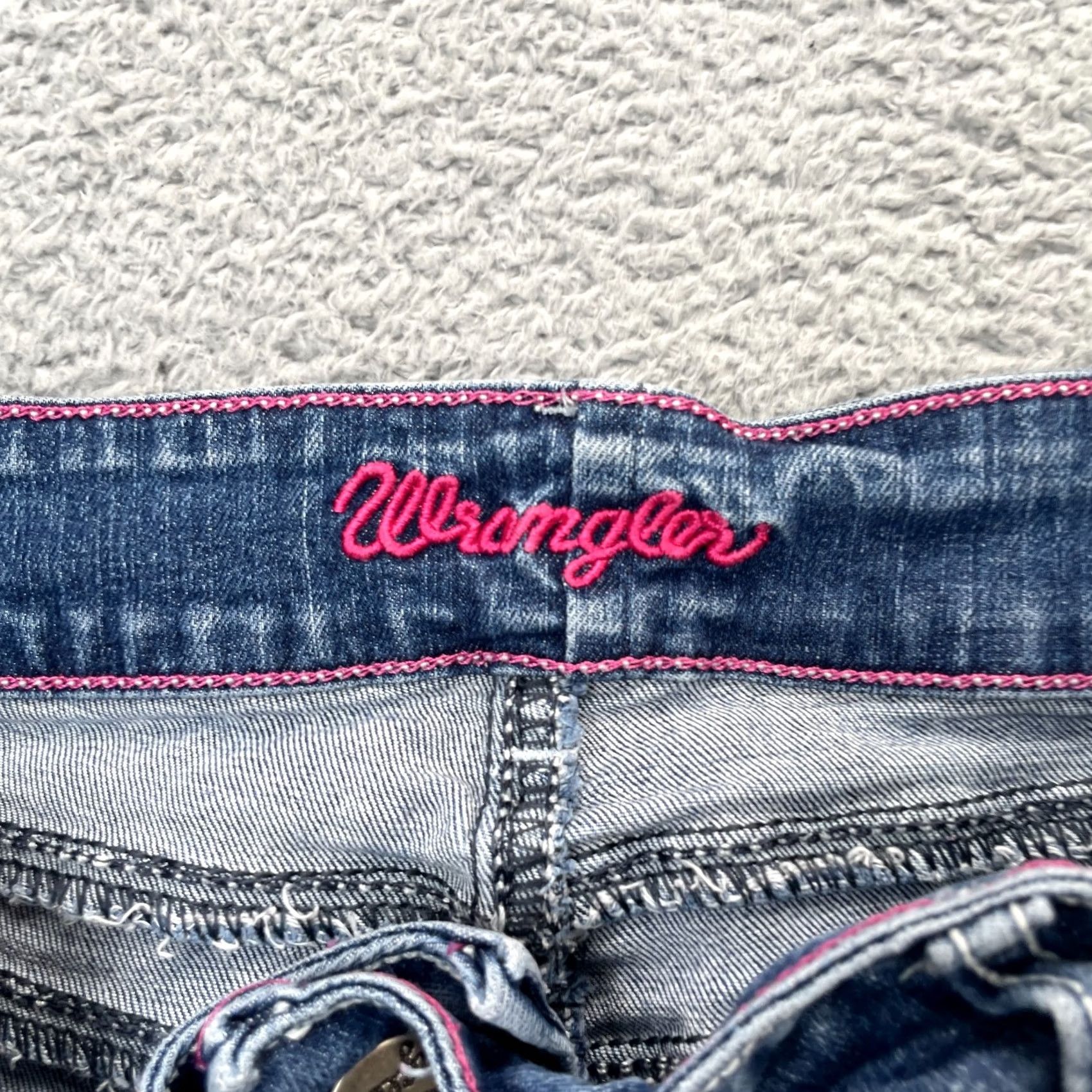 Wrangler Wrangler Jeans Womens 34 Blue Bootcut Denim Logo Button Zipper Stretch 5-Pocket Regular Inseam 33in Cotton Spandex Size 24" / US 00 / IT 34 - 3 Thumbnail