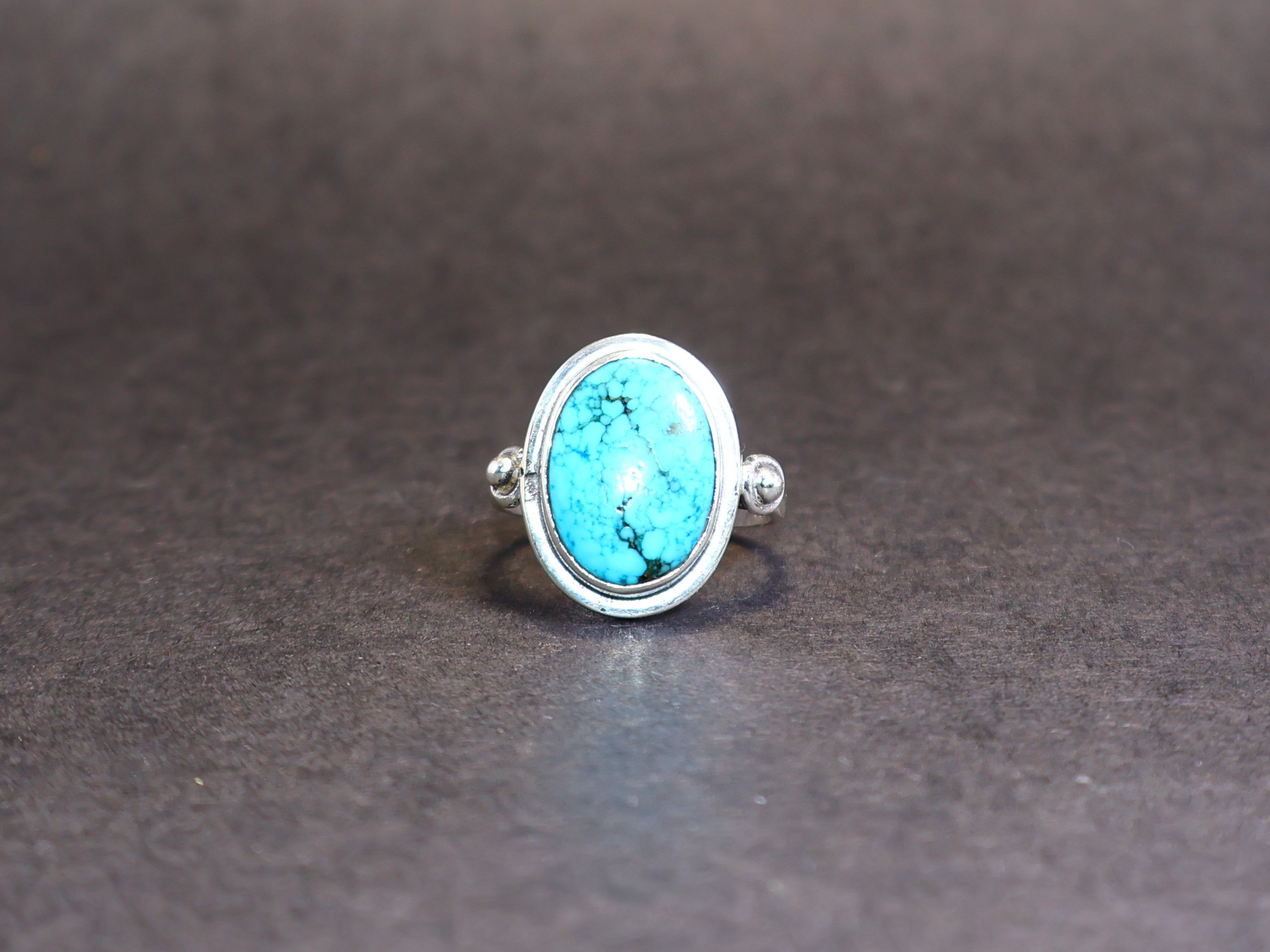 Handmade Turquoise Ring, Sterling Silver Handmade Green Gemstone Ring Size ONE SIZE - 2 Thumbnail