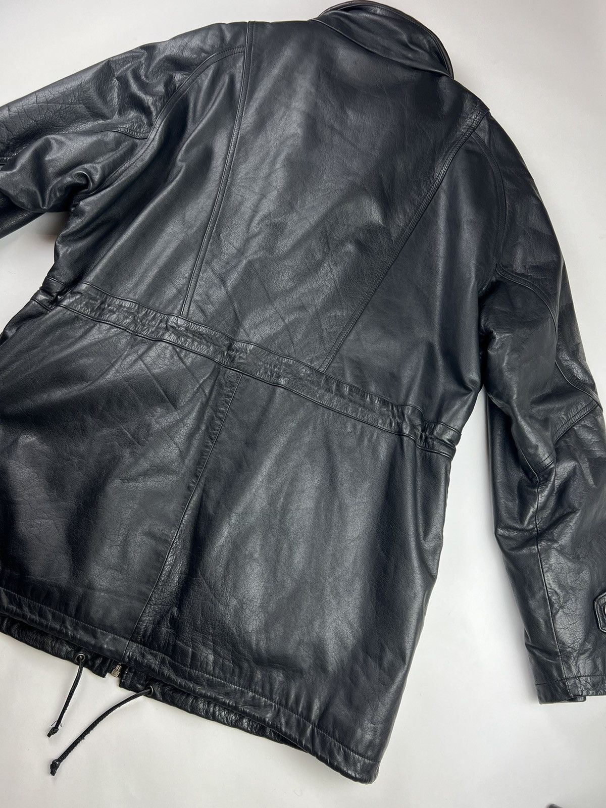 Japanese Brand × Vintage Vintage men's leather jacket black with brown inserts Size US XL / EU 56 / 4 - 16 Thumbnail