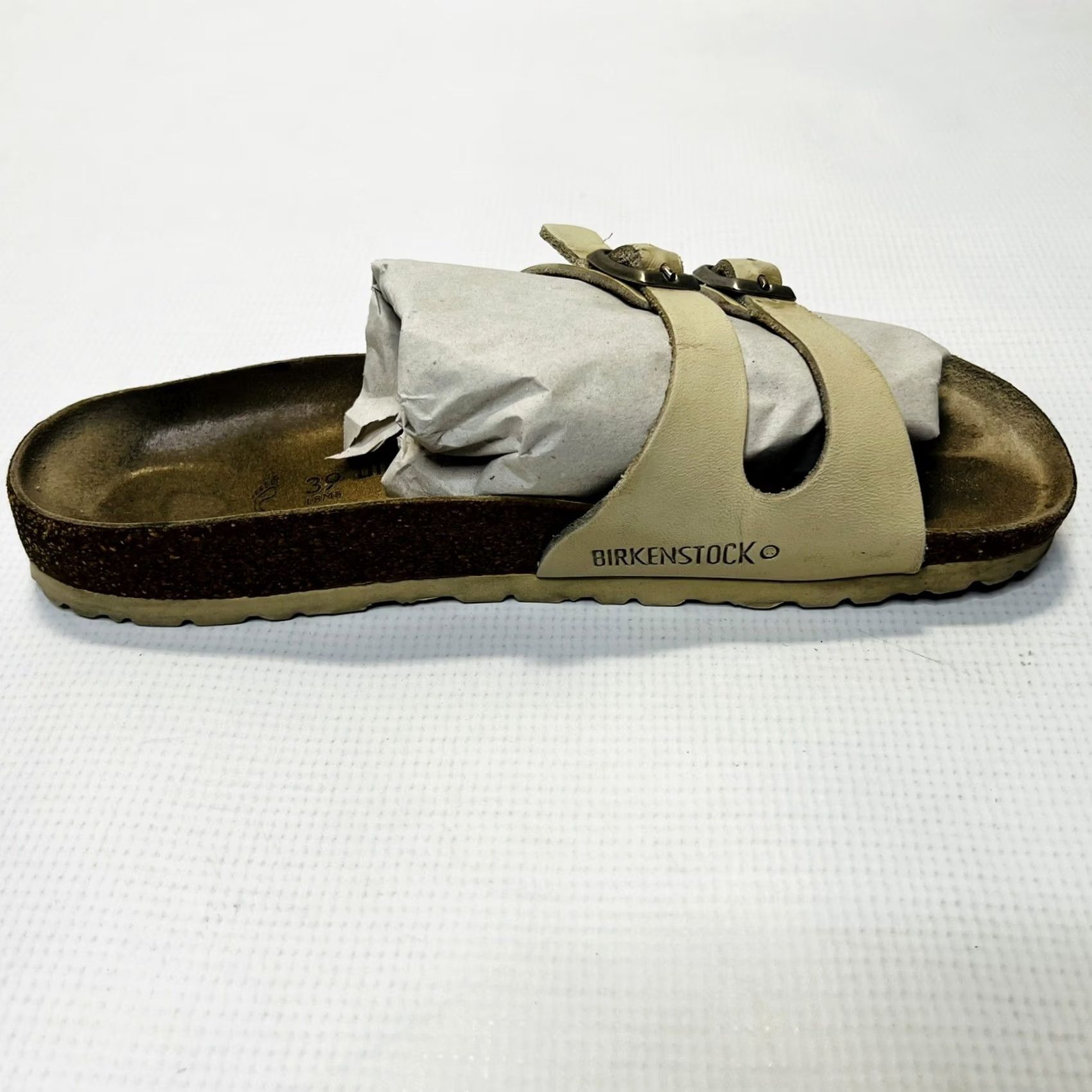 Birkenstock Birkenstock Unisex Ibiza Cream Leather Slip On Sandals Size EU 39 L8 M6 Size US 8 / IT 38 - 4 Thumbnail