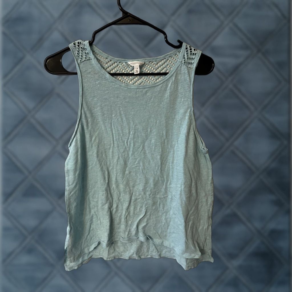Aeropostale VINTAGE Aeropostale Tank Top Shirt Women L Blue Solid Cotton Knit Sleeveless Round Neck 90s Womens Size L / US 10 / IT 46 - 1 Thumbnail