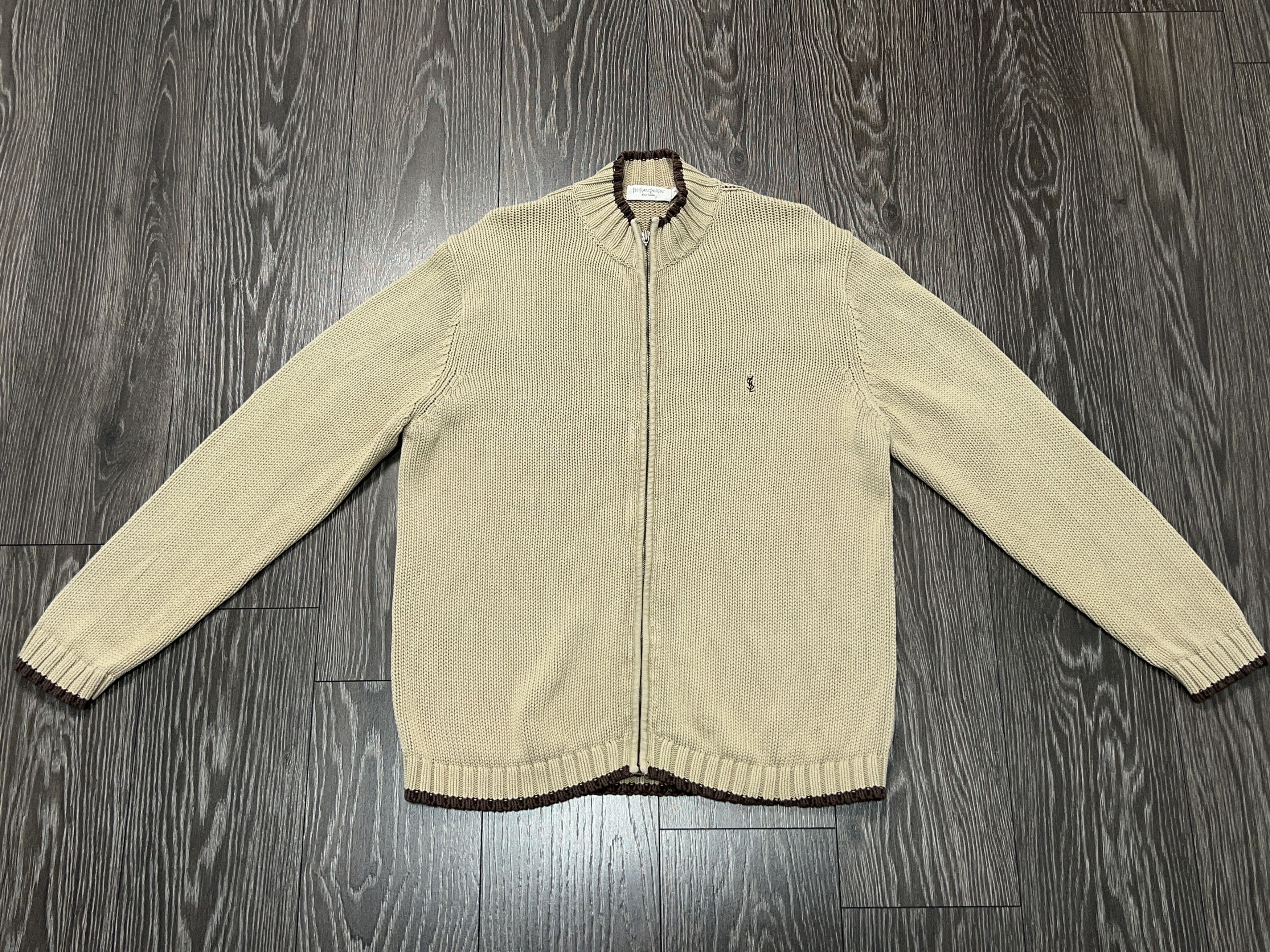 Yves Saint Laurent Vintage YSL Knit Cardigan Cotton Zip Sweater Size XL Size US XL / EU 56 / 4 - 2 Thumbnail
