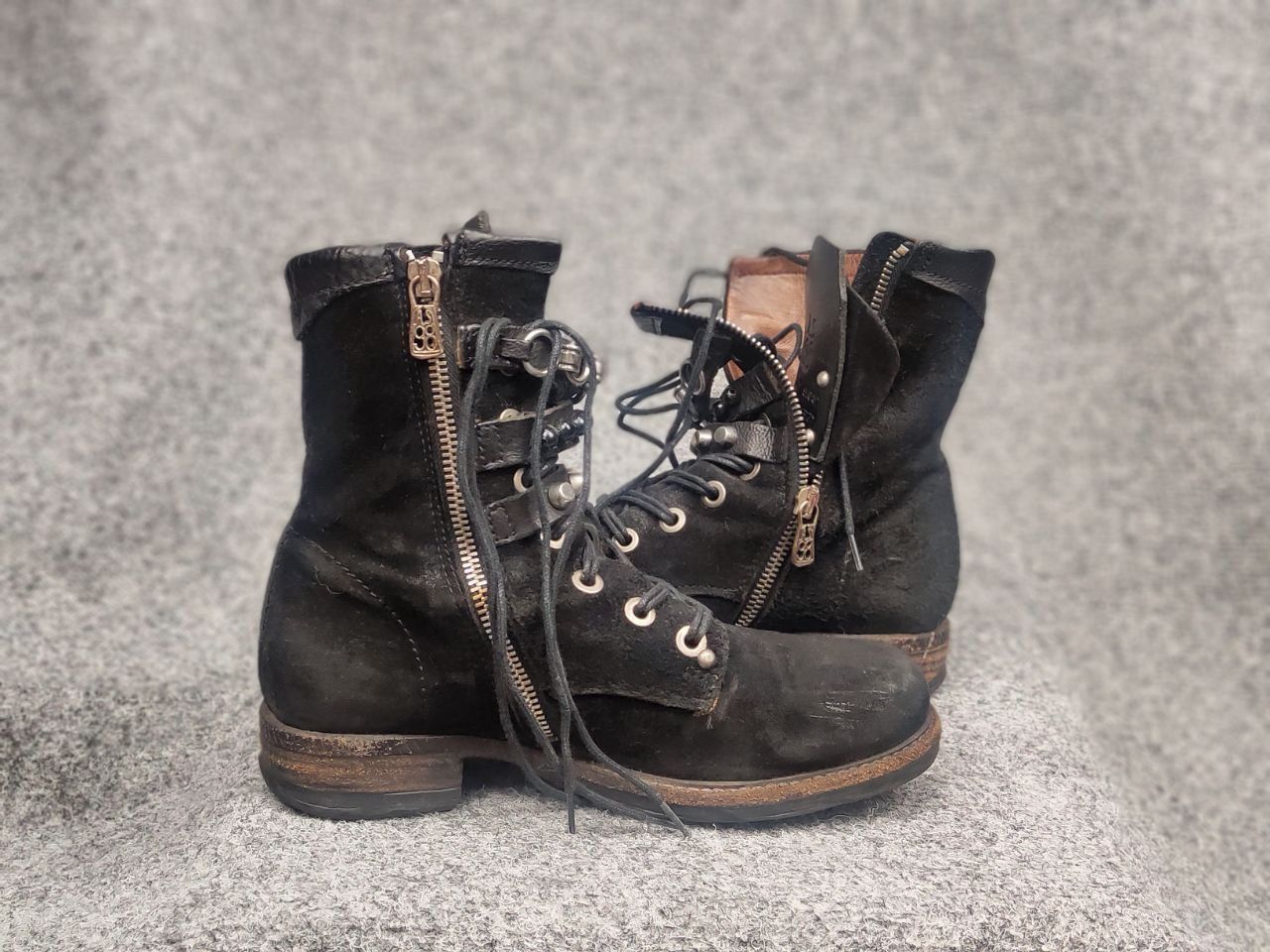 A.S.98 A.S.98 Vintage Black Suede Avant garde Mid Calf Combat Boots Size US 6 / IT 36 - 19 Thumbnail
