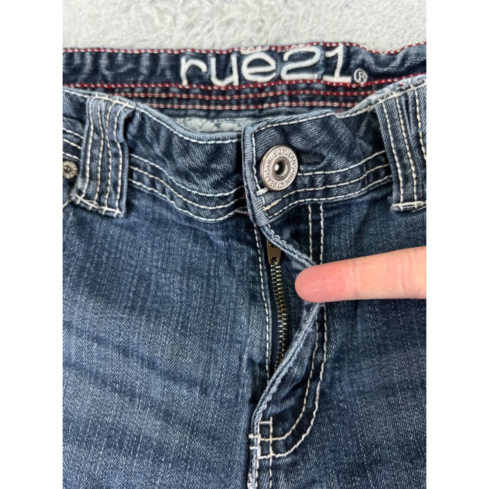 Vintage Rue21 Jeans Womens 29 Blue Denim Boot Cut Embroidered 29x28 Size 29" - 5 Thumbnail