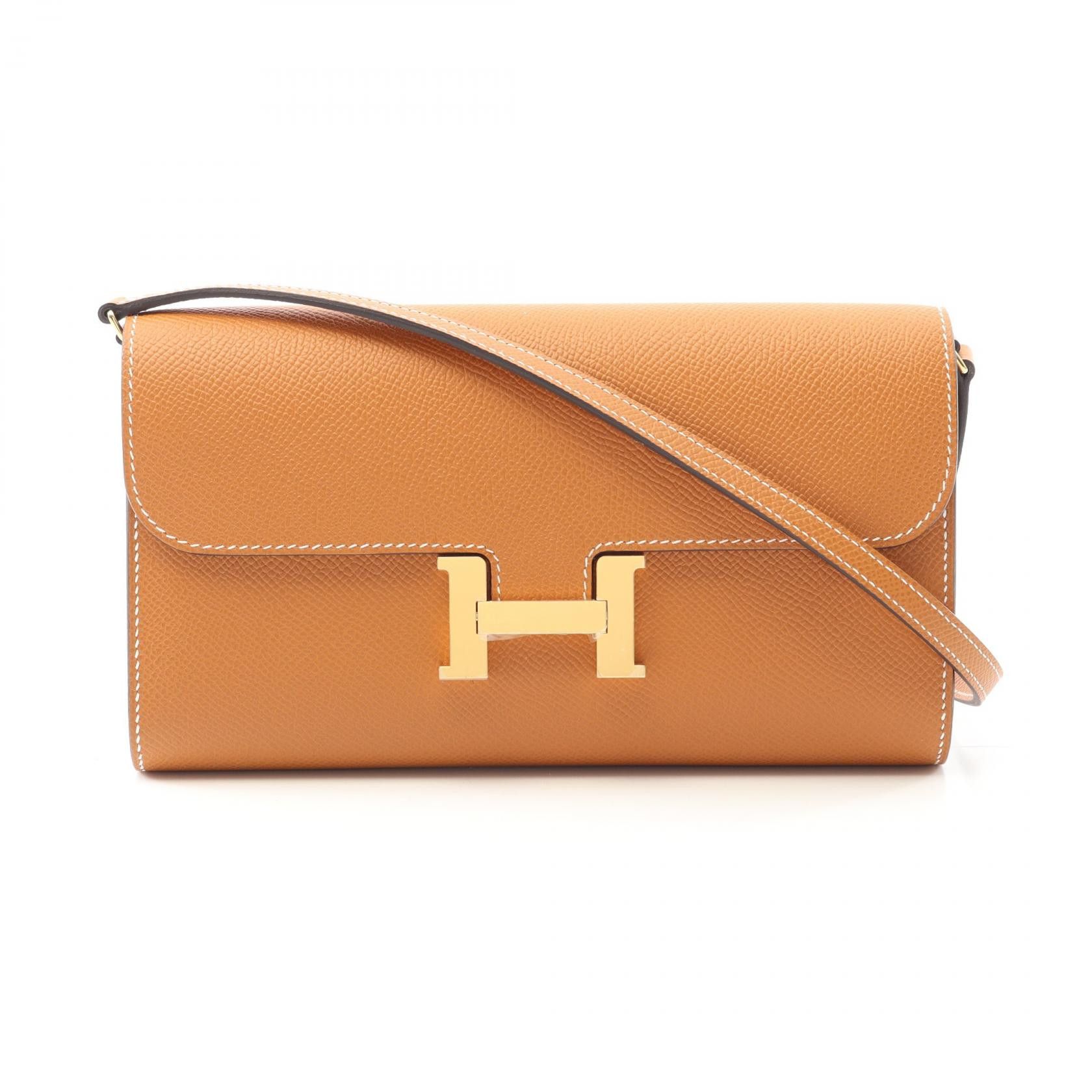 Hermes Hermes Constance Long To Go Epsom Shoulder Bag Leather Crossbody Bag Stamp W (2024) in Brown, Women's