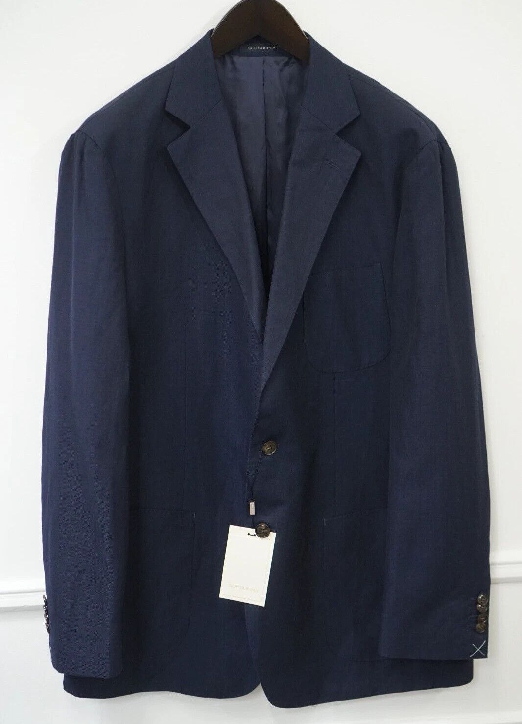Suitsupply Men Suitsupply Blazer Havana Pleated Wool & Linen Navy US48 Size 48R - 1 Thumbnail