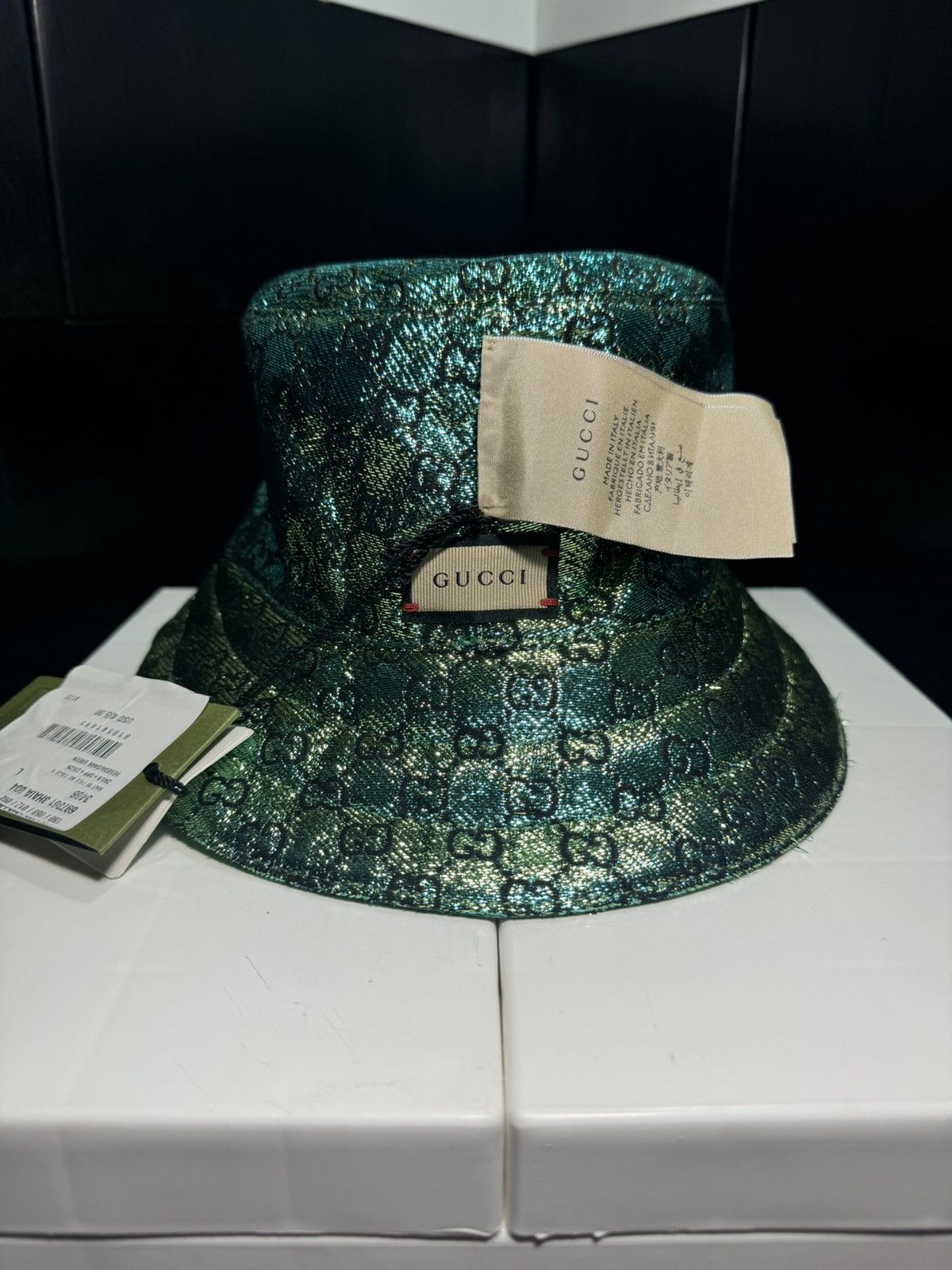 Gucci Gucci Bucket Hat Metallic Green Size L (58cm) Size ONE SIZE - 4 Thumbnail