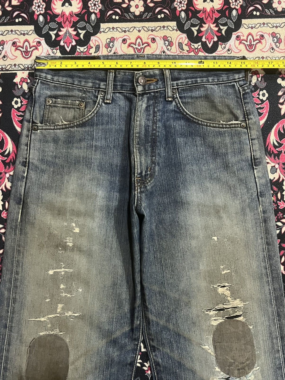 Kapital ⚡️Distressed⚡️Vintage Edwin 503w Blue Washed Ripped Patch Jean Size US 28 / EU 44 - 14 Thumbnail