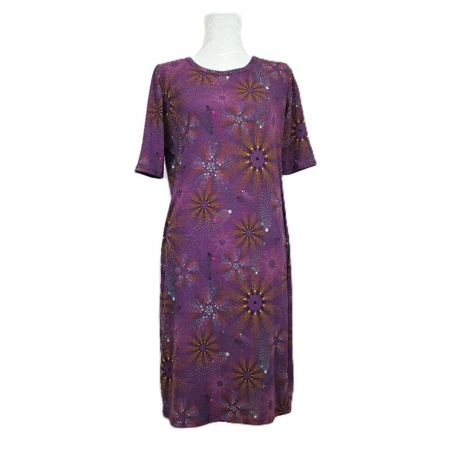 Other LuLaRoe Julia Size Large Dress Purple Starburst Print USA Size L / US 10 / IT 46 - 1 Thumbnail