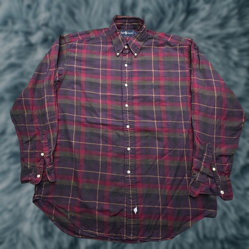 Ralph Lauren Ralph Lauren Button-Down Plaid Long Sleeve Shirt Mens Large Green Red Size US L / EU 52-54 / 3 - 1 Thumbnail