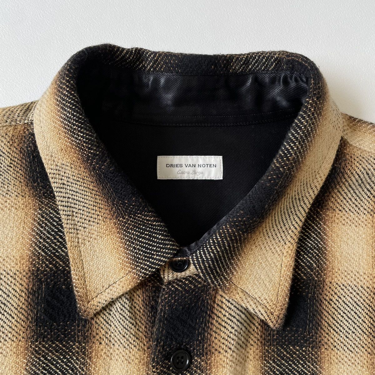 Dries Van Noten Brown Ombre Check Flannel Utility Shirt Size US XL / EU 56 / 4 - 3 Thumbnail