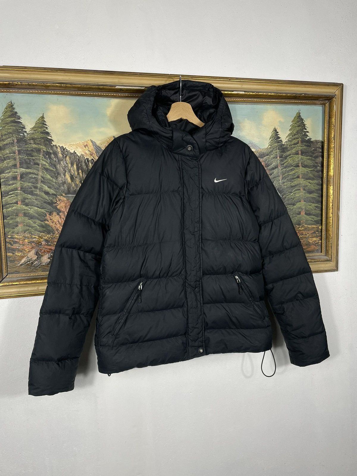 Nike × Vintage Nike Small Swoosh Zip Hoodie Jacket Black Y2k 00s Retro Size L / US 10 / IT 46 - 2 Thumbnail