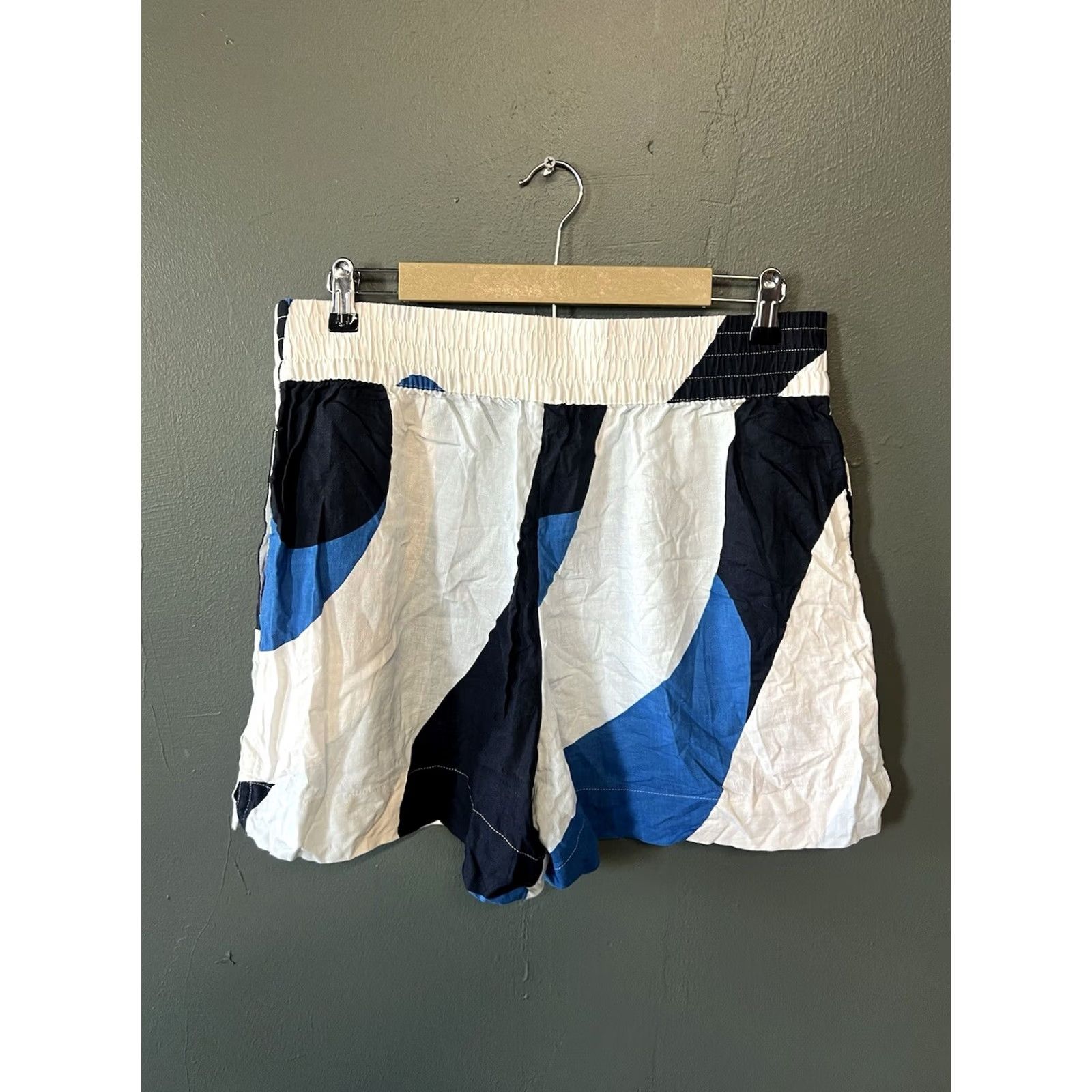 Vintage CALIA Womens Blue Linen Pull On Shorts Size Large L Chin o? Size 36" / US 14 / IT 50 - 2 Thumbnail
