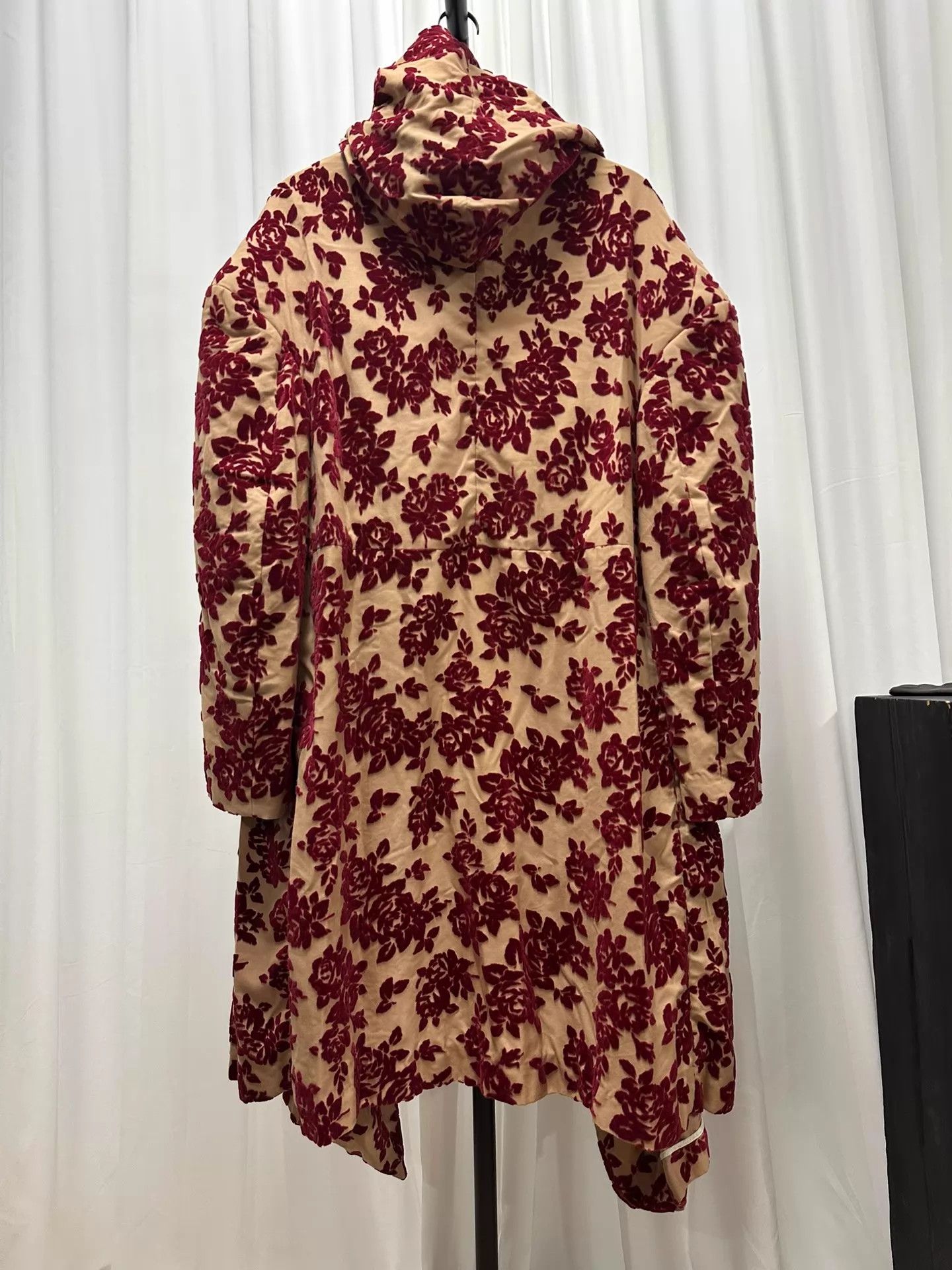 Comme des Garcons CdG 1996AW Wine Red Rose Flocked Coat Size M / US 6-8 / IT 42-44 - 5 Thumbnail