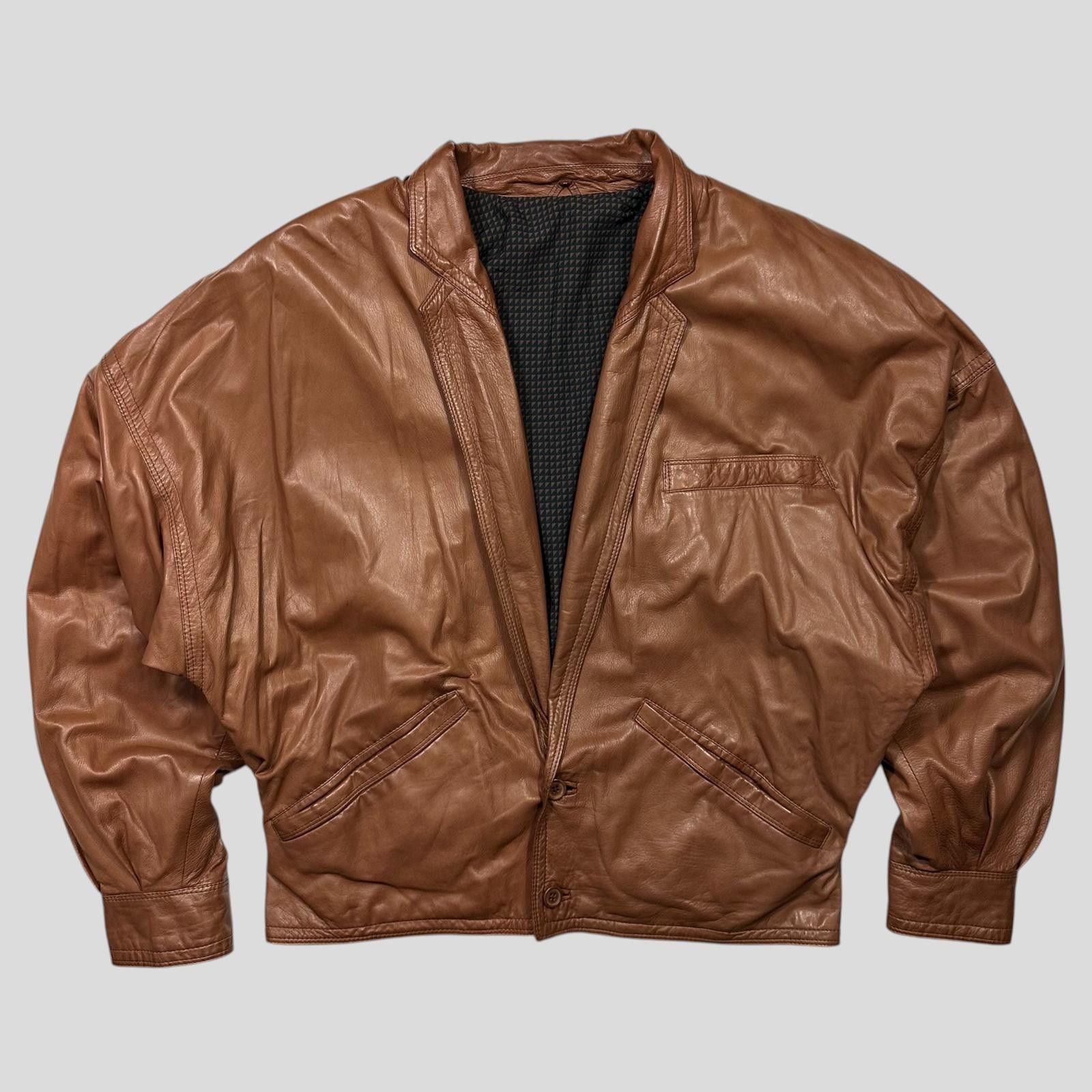 Versace Gianni Versace 80’s Leather Kimono Open Bomber Jacket - L Size US L / EU 52-54 / 3 - 1 Thumbnail