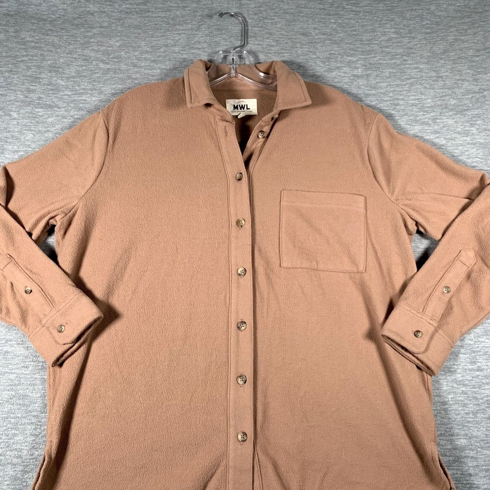 Madewell Madewell MWL Shirt Womens Small Beige Fleece Tunic Button Front Long Sleeve Size S / US 4 / IT 40 - 2 Thumbnail